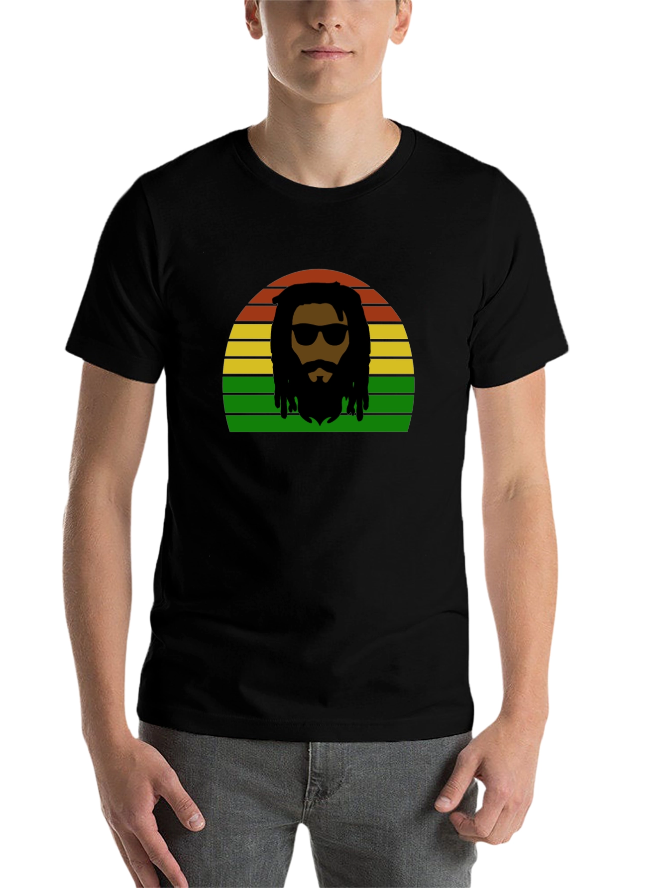 Rasta Man Retro Sunset T-Shirt - Reggae Vibes - 7