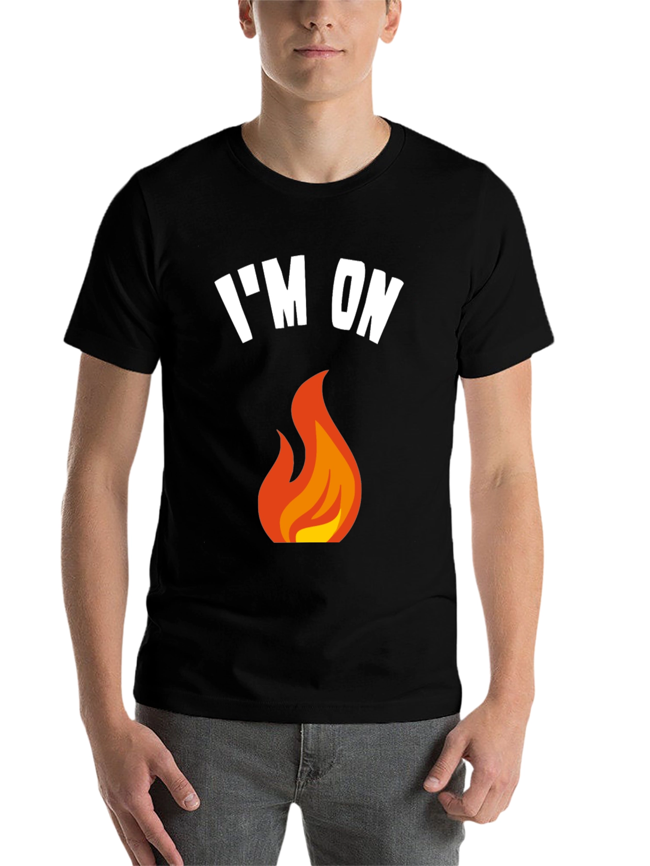 Black I'm On Fire Graphic T-Shirt - Black Crew Neck Tee view 7