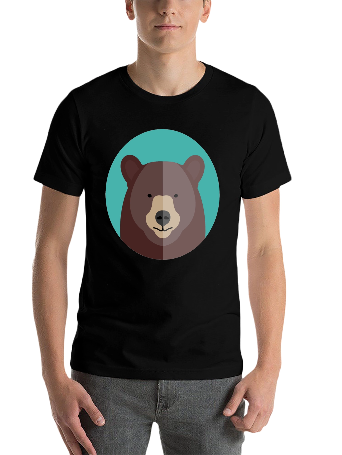 Black Cool Bear Graphic Tee - Black Cotton Blend view 7