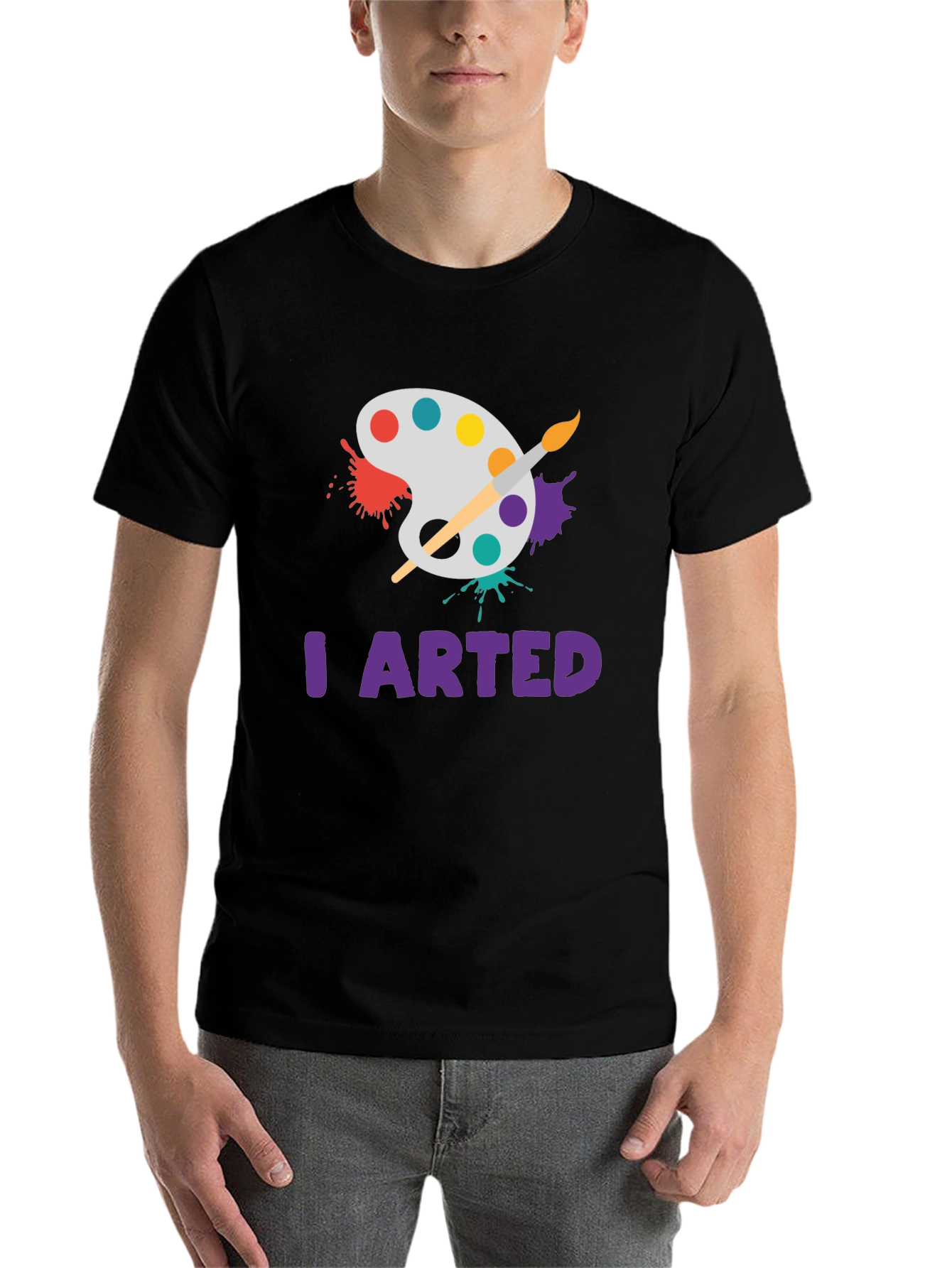 Black I Arted T-Shirt - Painter's Palette Design view 7