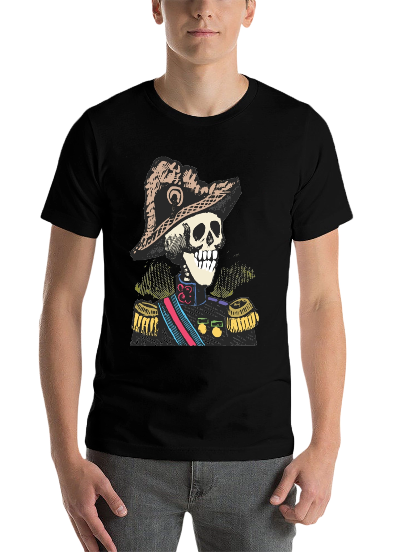 Black Skeleton General T-Shirt - Unique Design view 7