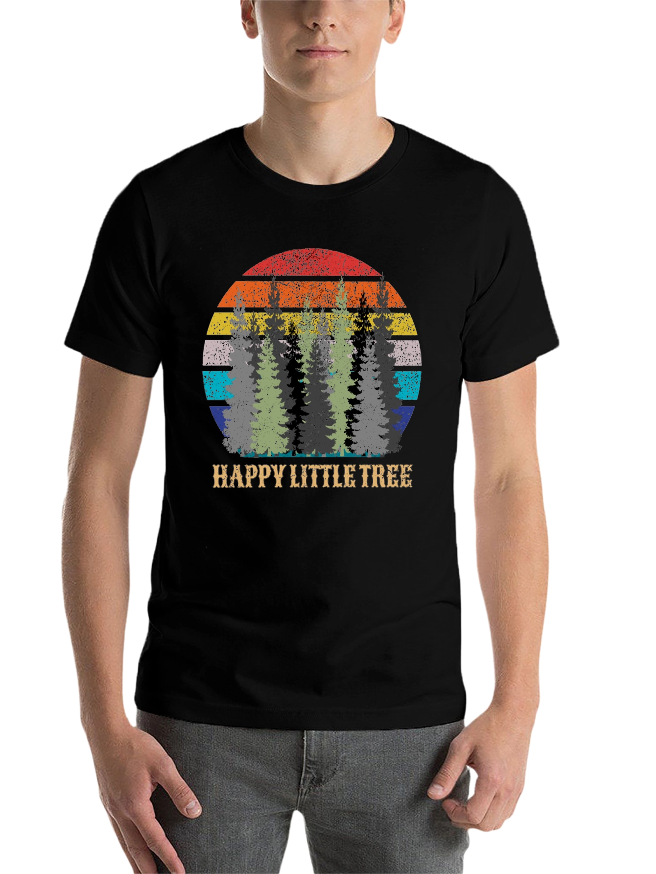 Black Happy Little Tree Graphic T-Shirt view 7