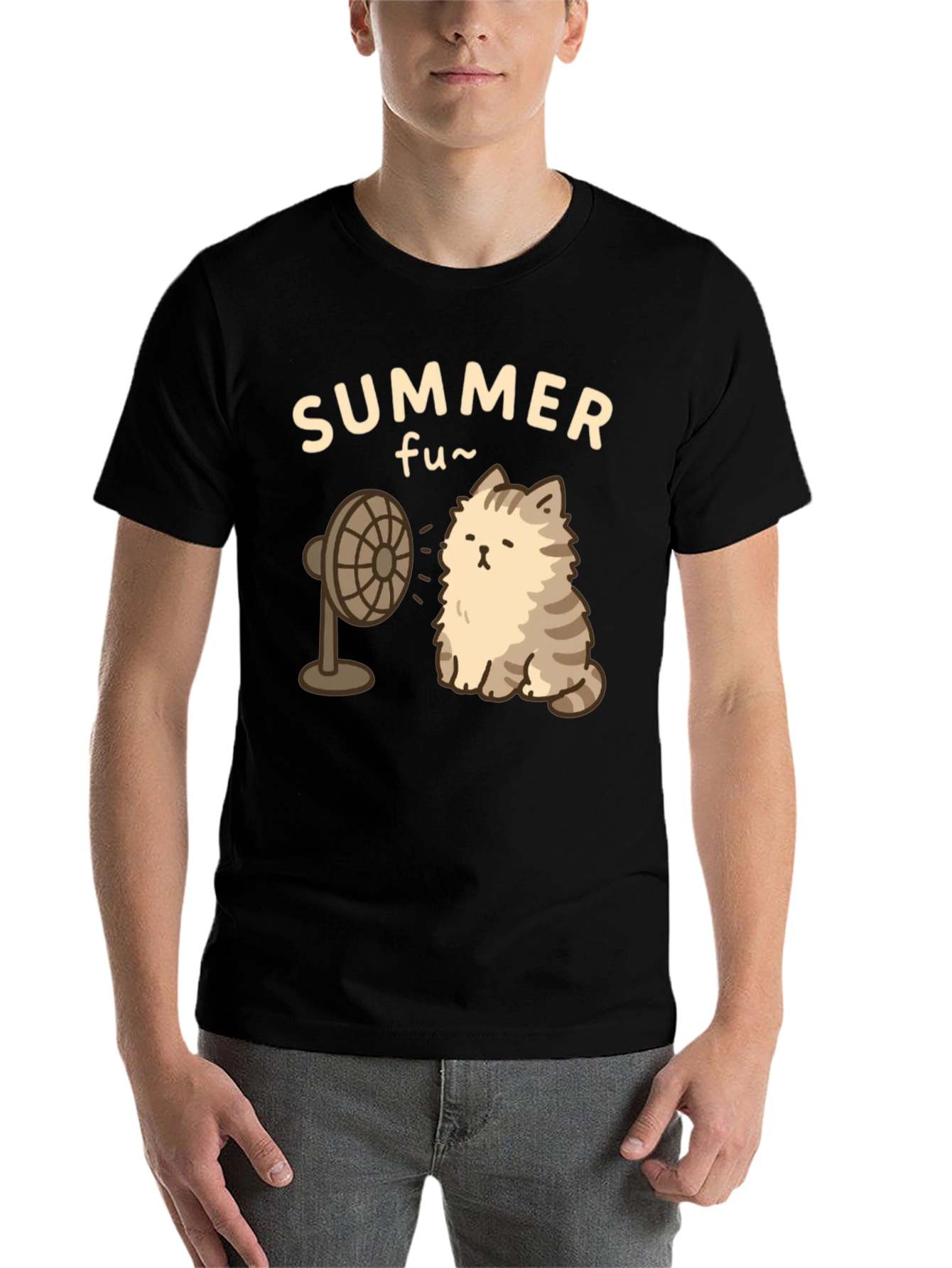 Black Summer Fun Cat T-Shirt view 7