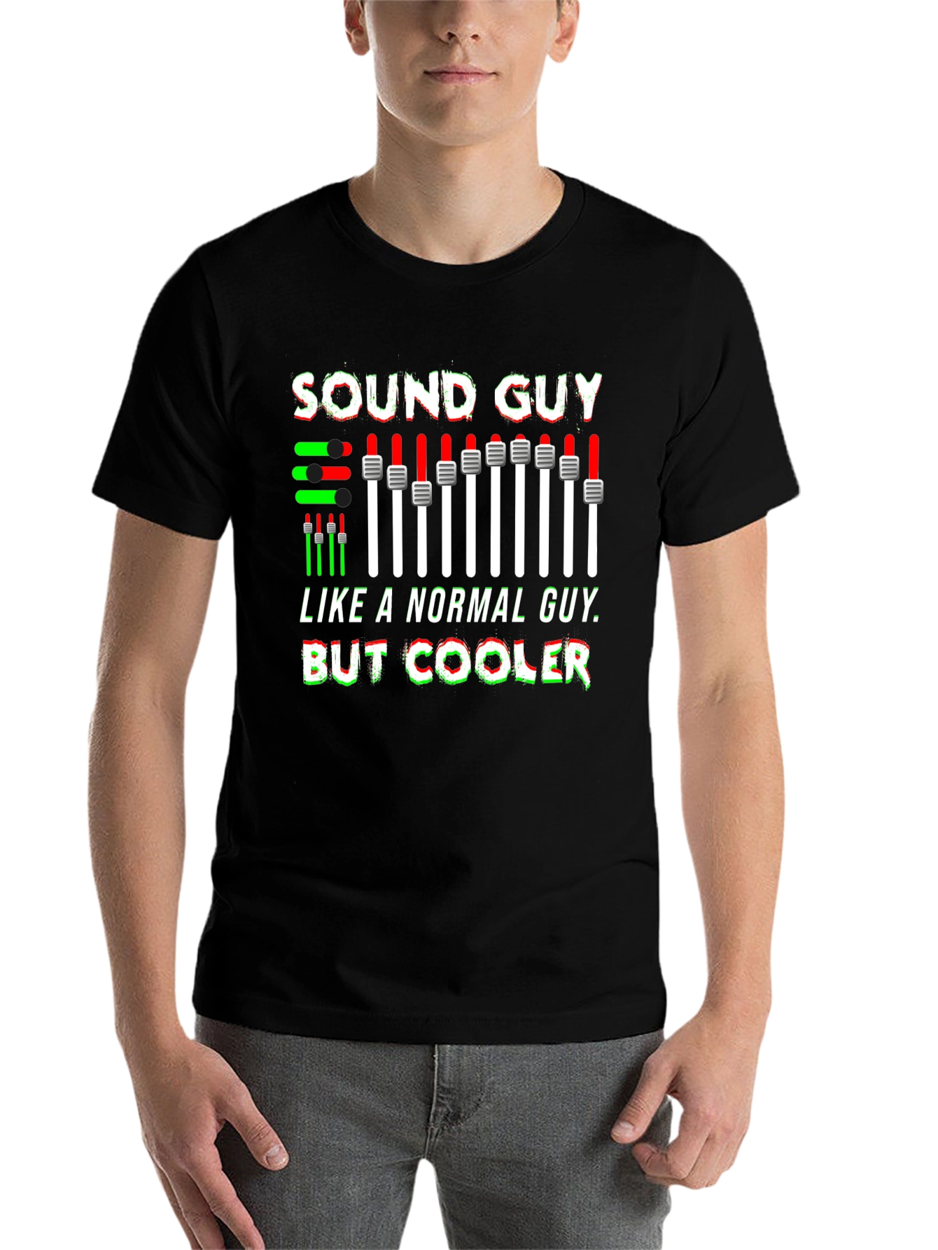 Black Sound Guy T-Shirt - Audio Engineer Graphic Tee view 7