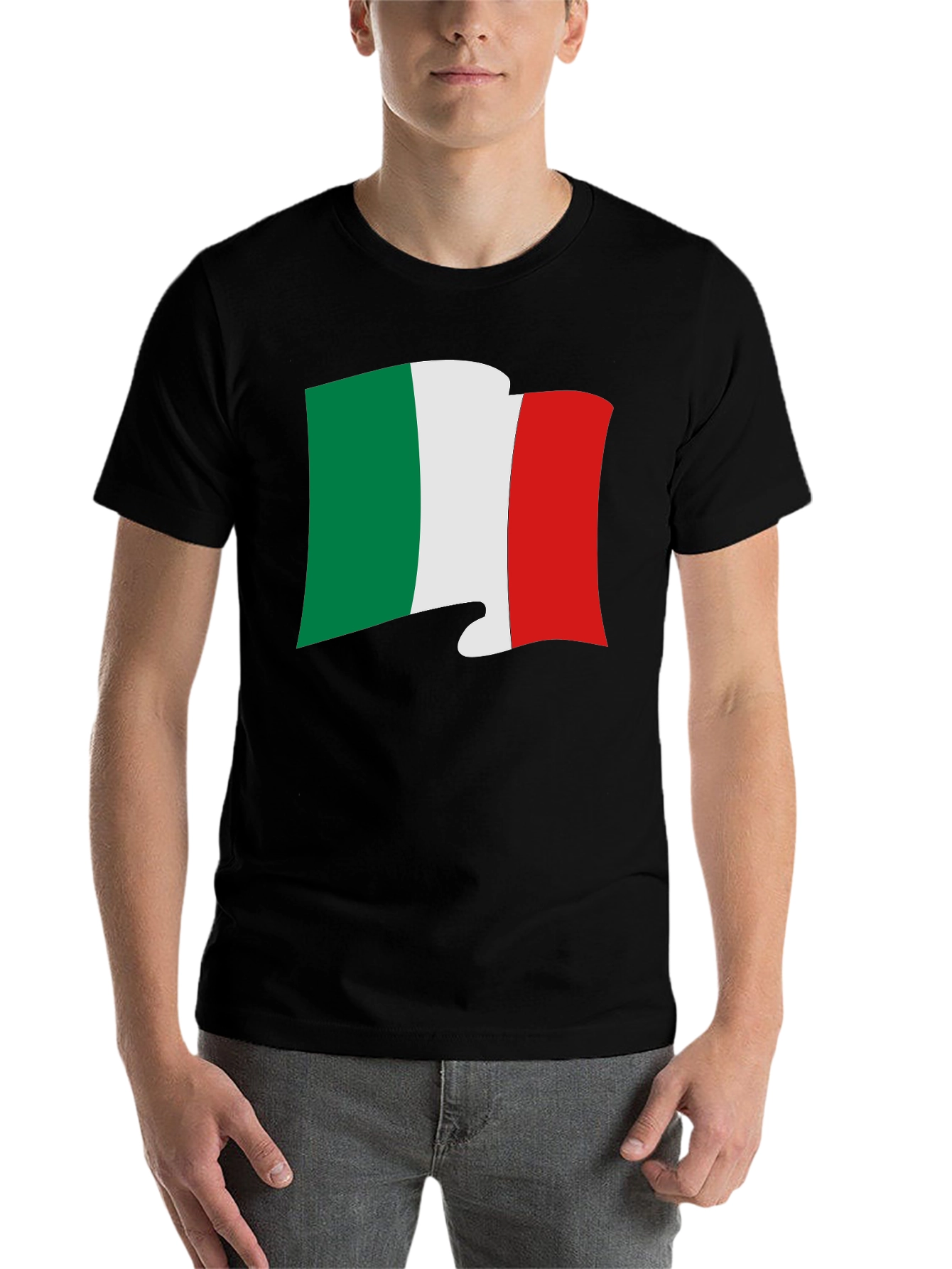 Black Italy Flag Graphic Tee - Black Italian Pride T-Shirt view 7