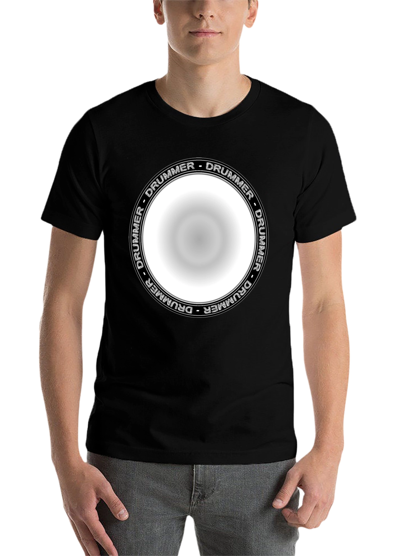 Black Drummer Circle Graphic T-Shirt - Unisex Black Tee view 7