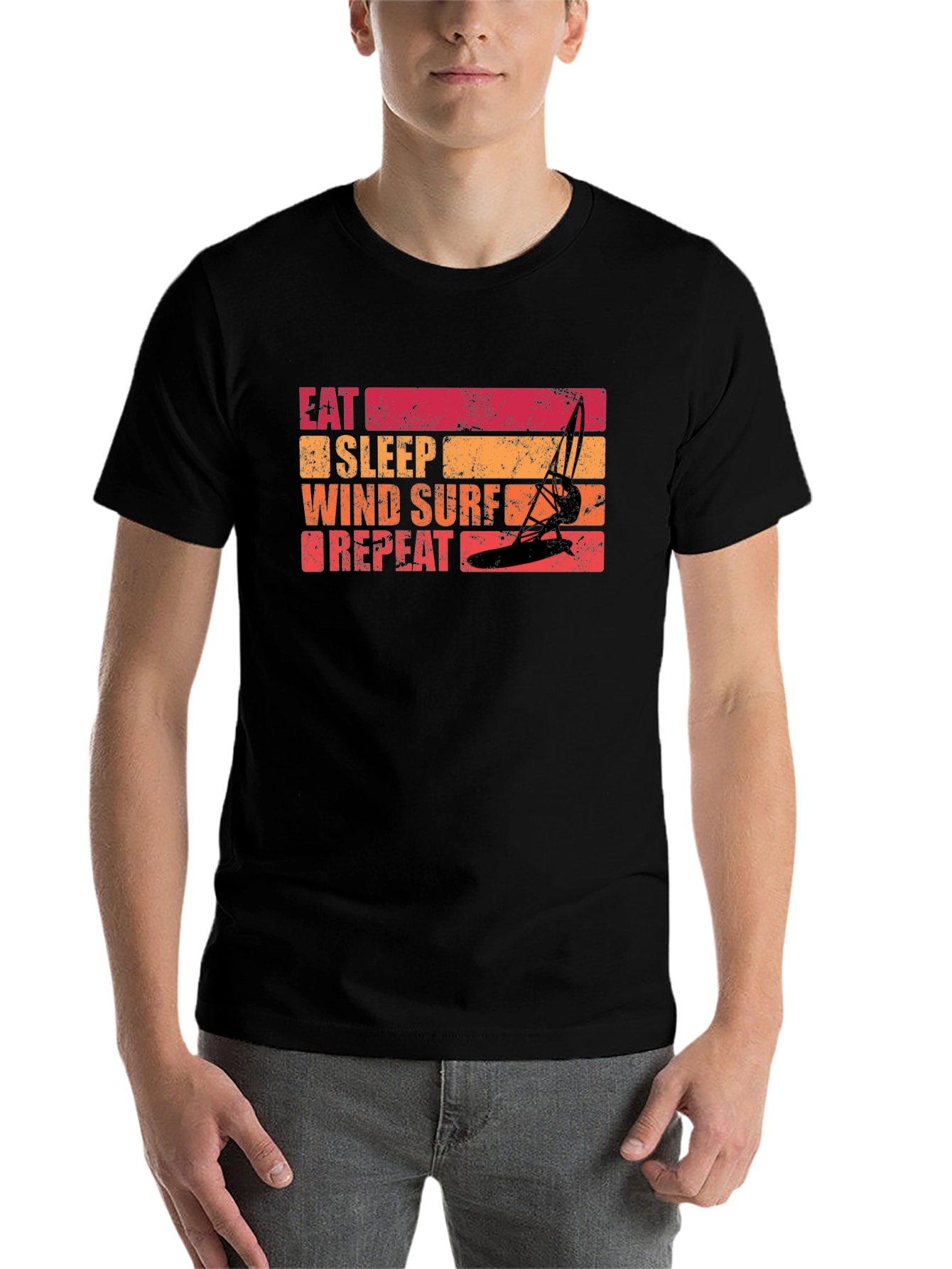 Black Eat Sleep Windsurf Repeat Graphic Tee view 7