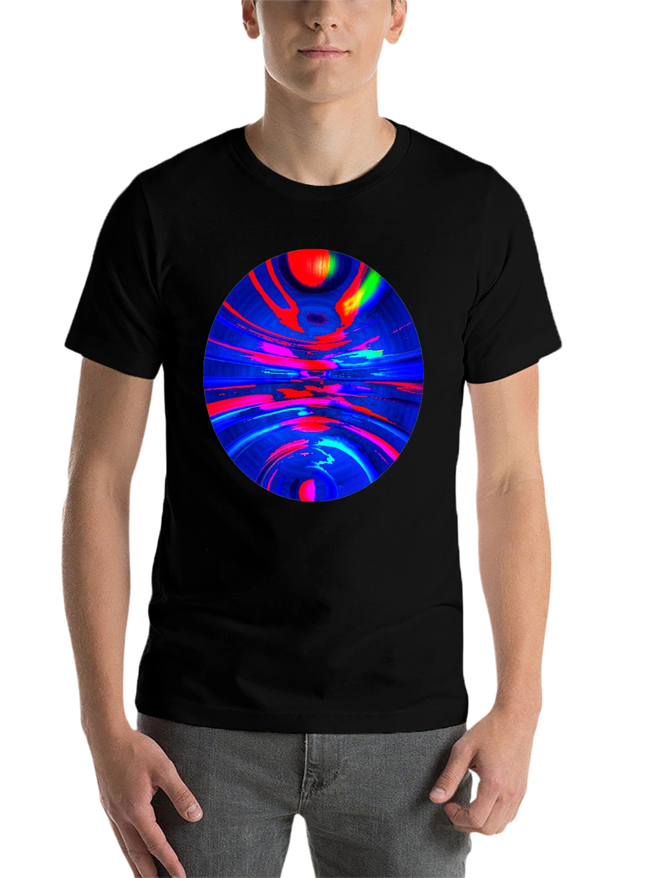 Black Abstract Circle Graphic T-Shirt view 7