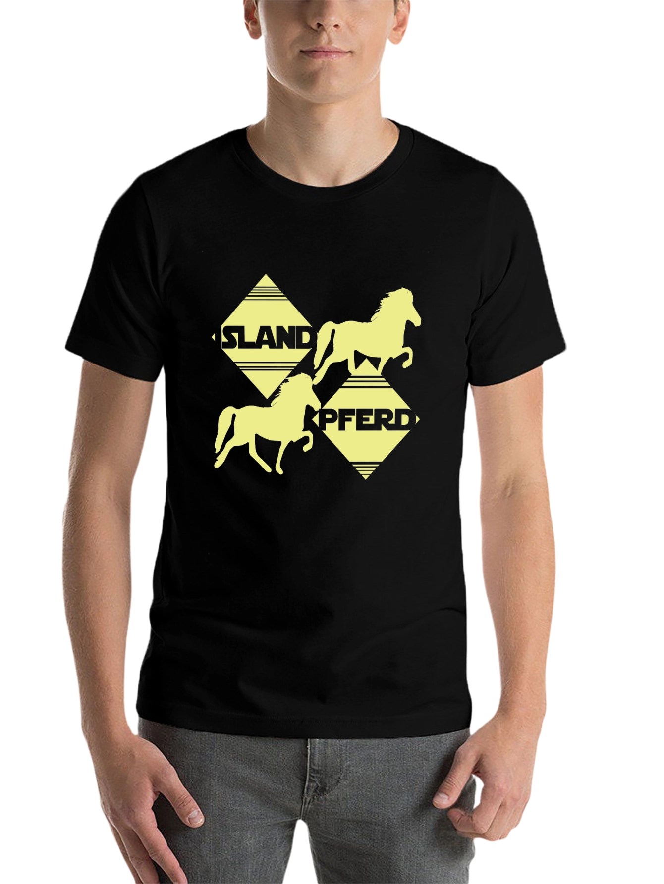 Islandpferd Graphic Tee - Black Cotton T-Shirt - 7