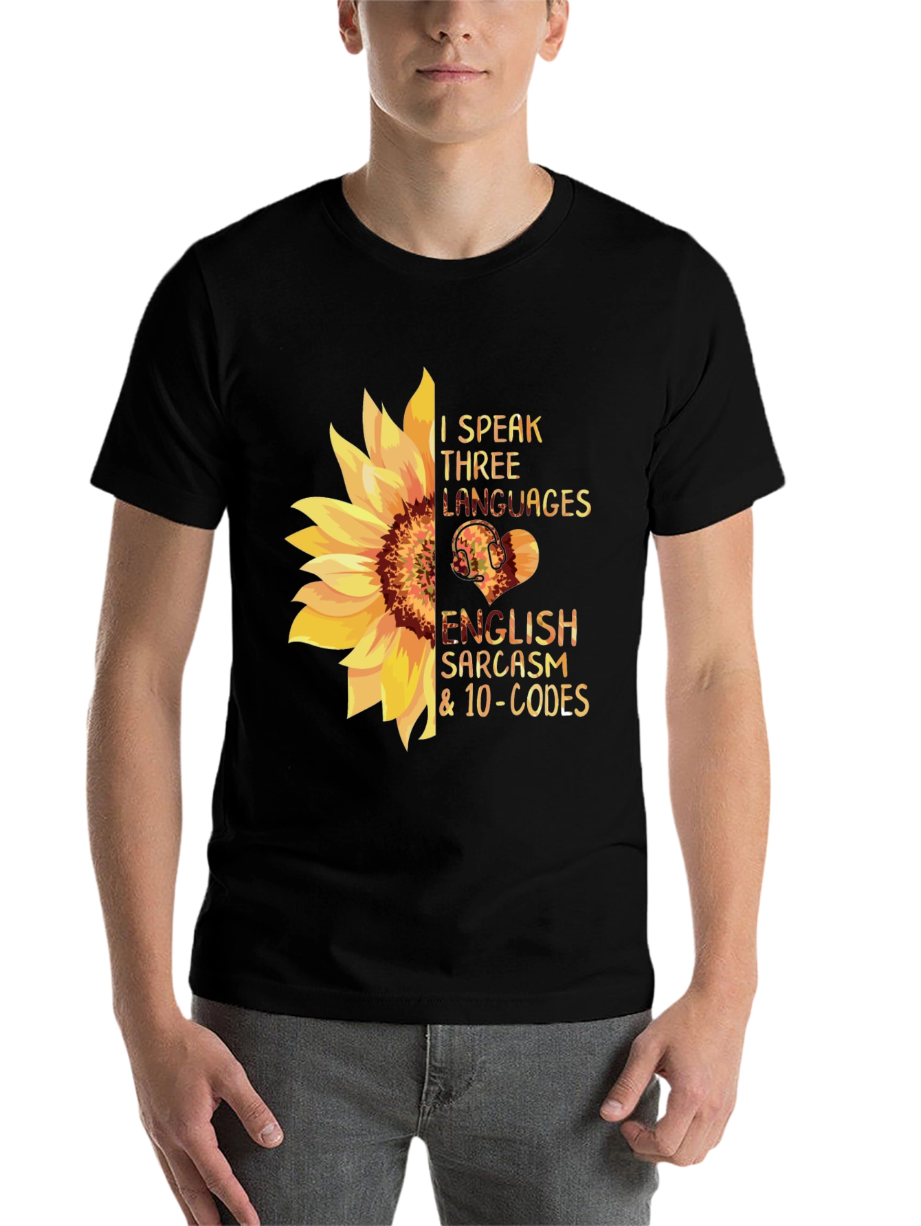 Black I Speak Three Languages Funny Graphic Tee view 7