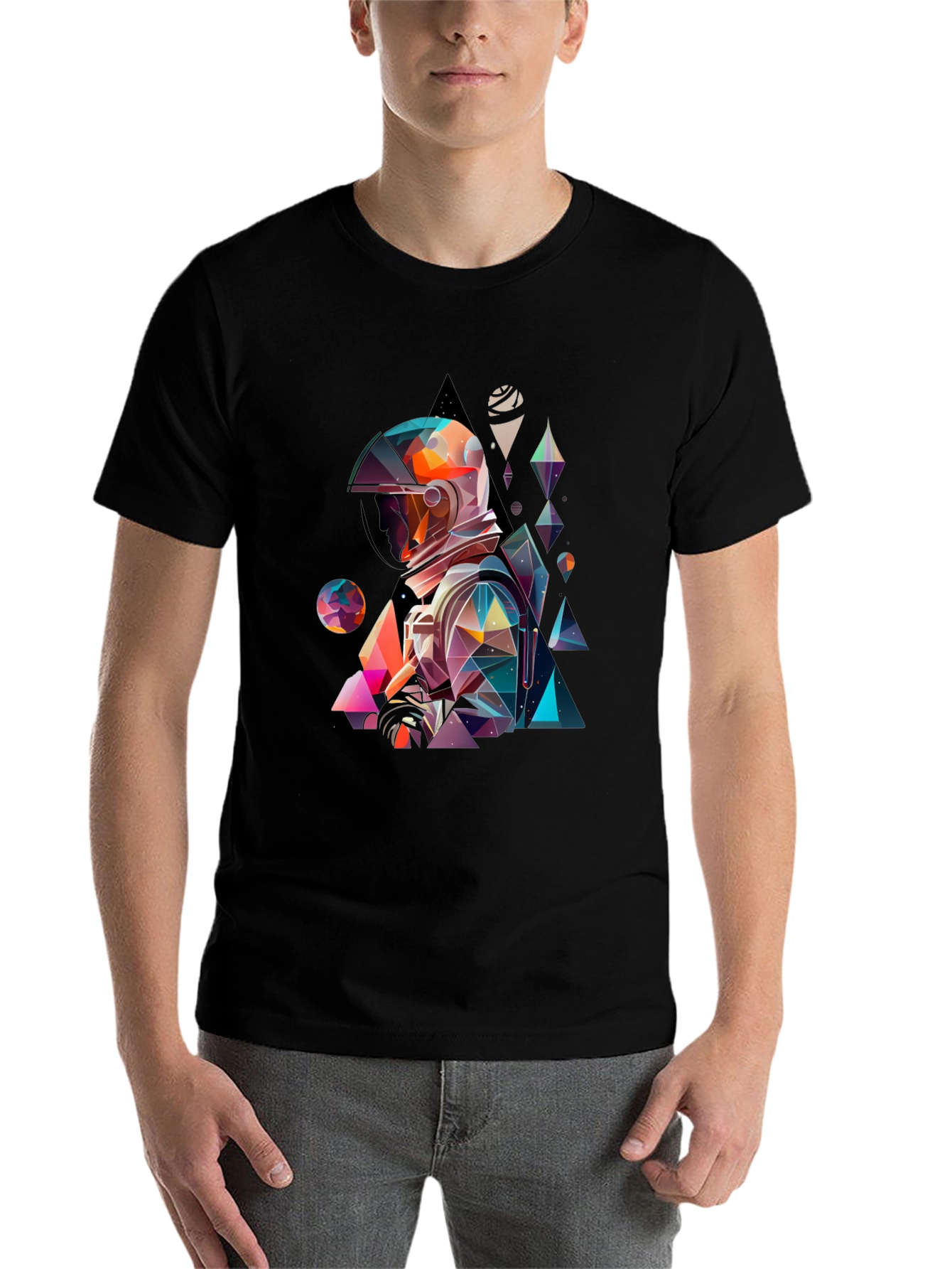 Black Abstract Astronaut Graphic Tee view 7