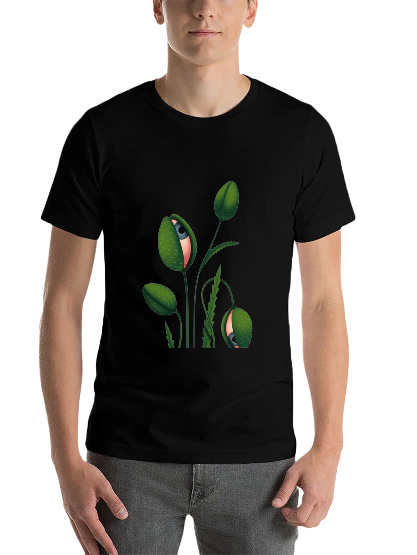 Black Eye-Catching Floral Graphic Tee view 7