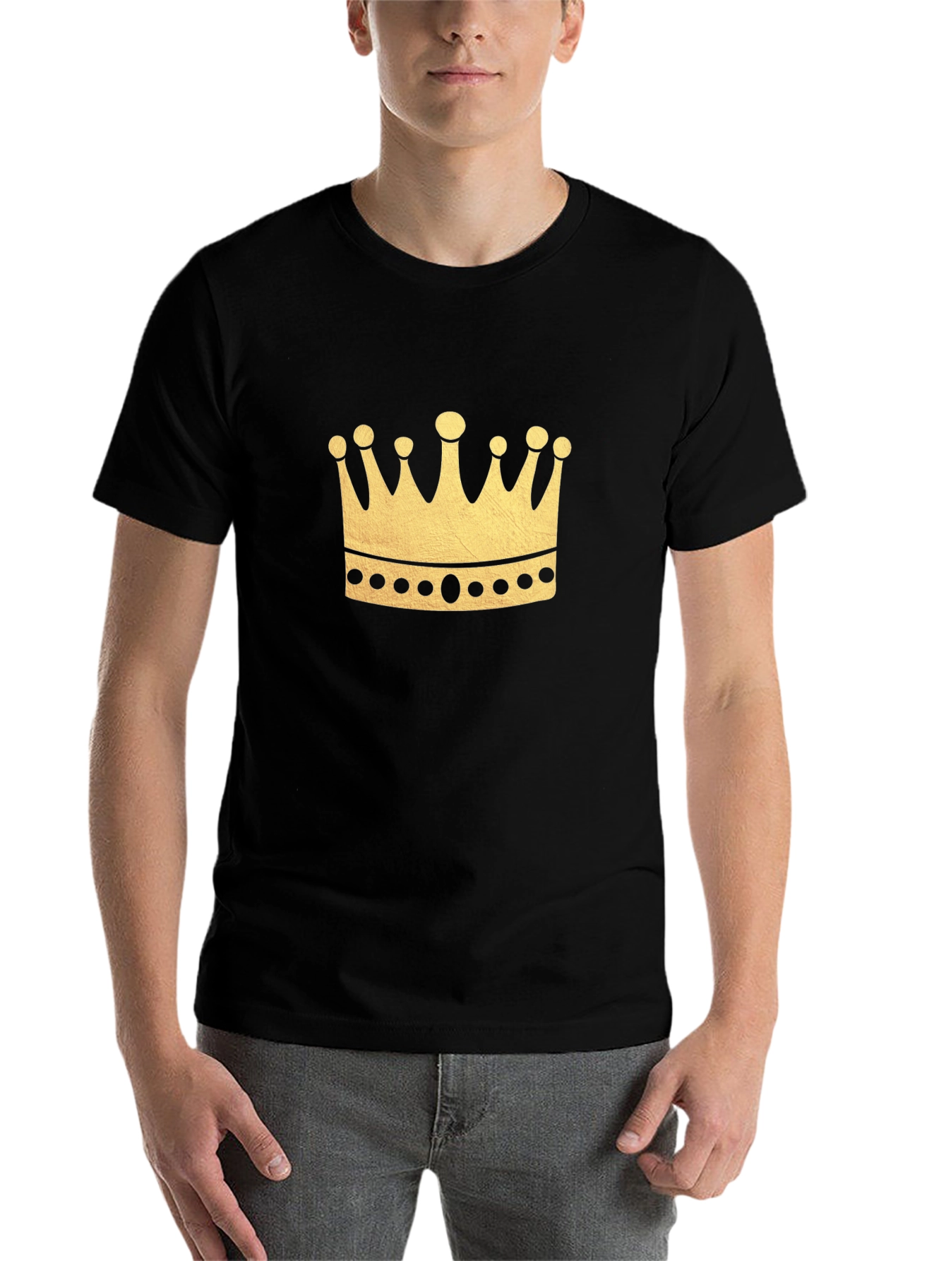Black Crown Graphic Tee - Black Cotton Casual Style view 7