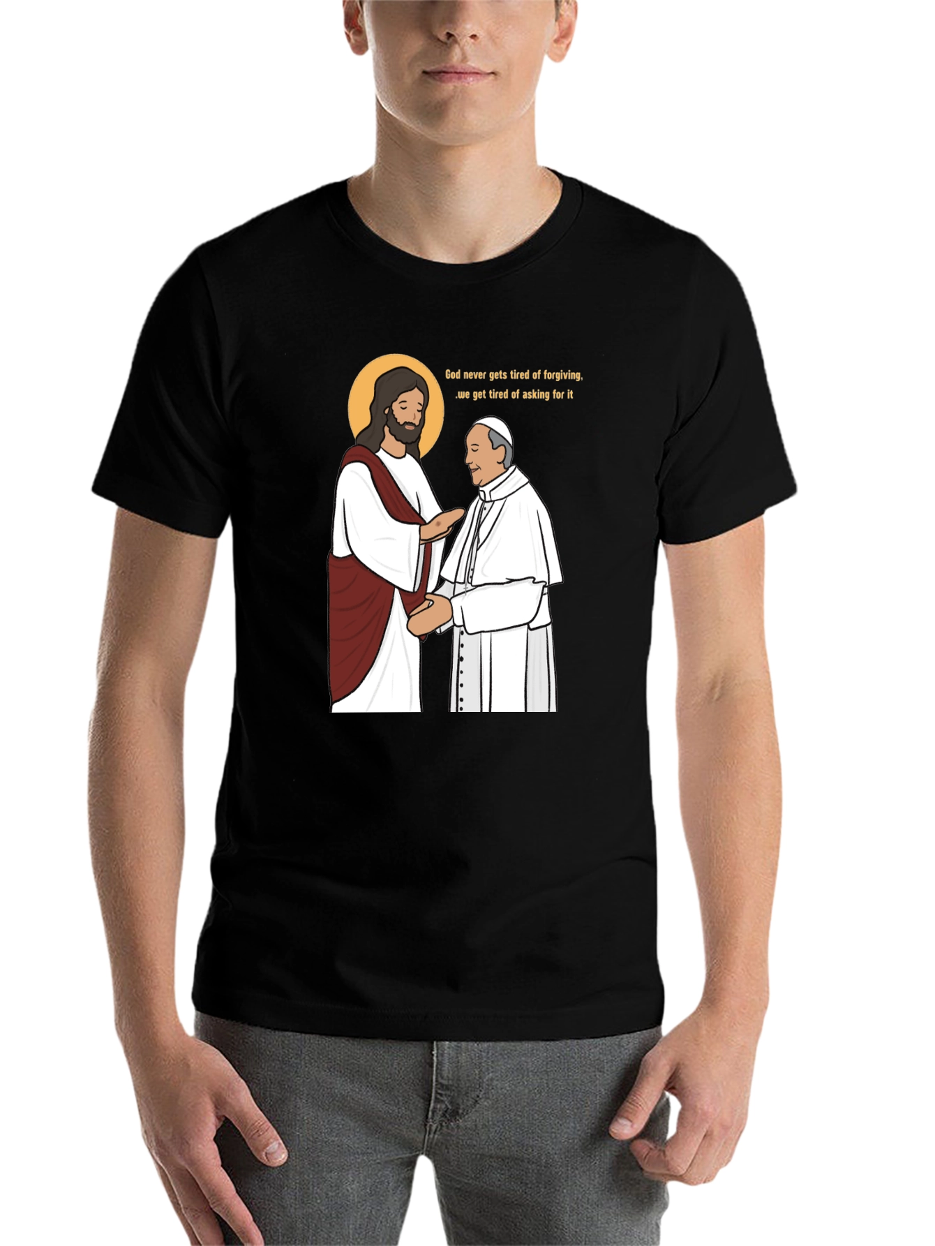 Black God Forgives Funny T-Shirt view 7