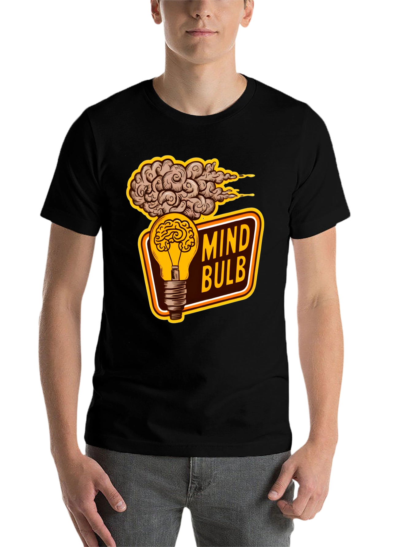 Black Mind Bulb Graphic T-Shirt view 7