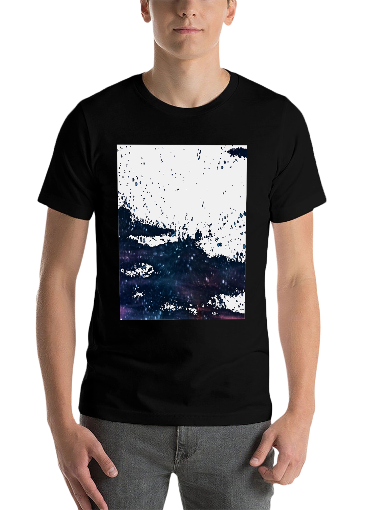 Black Abstract Galaxy T-Shirt: Modern Art Tee view 7