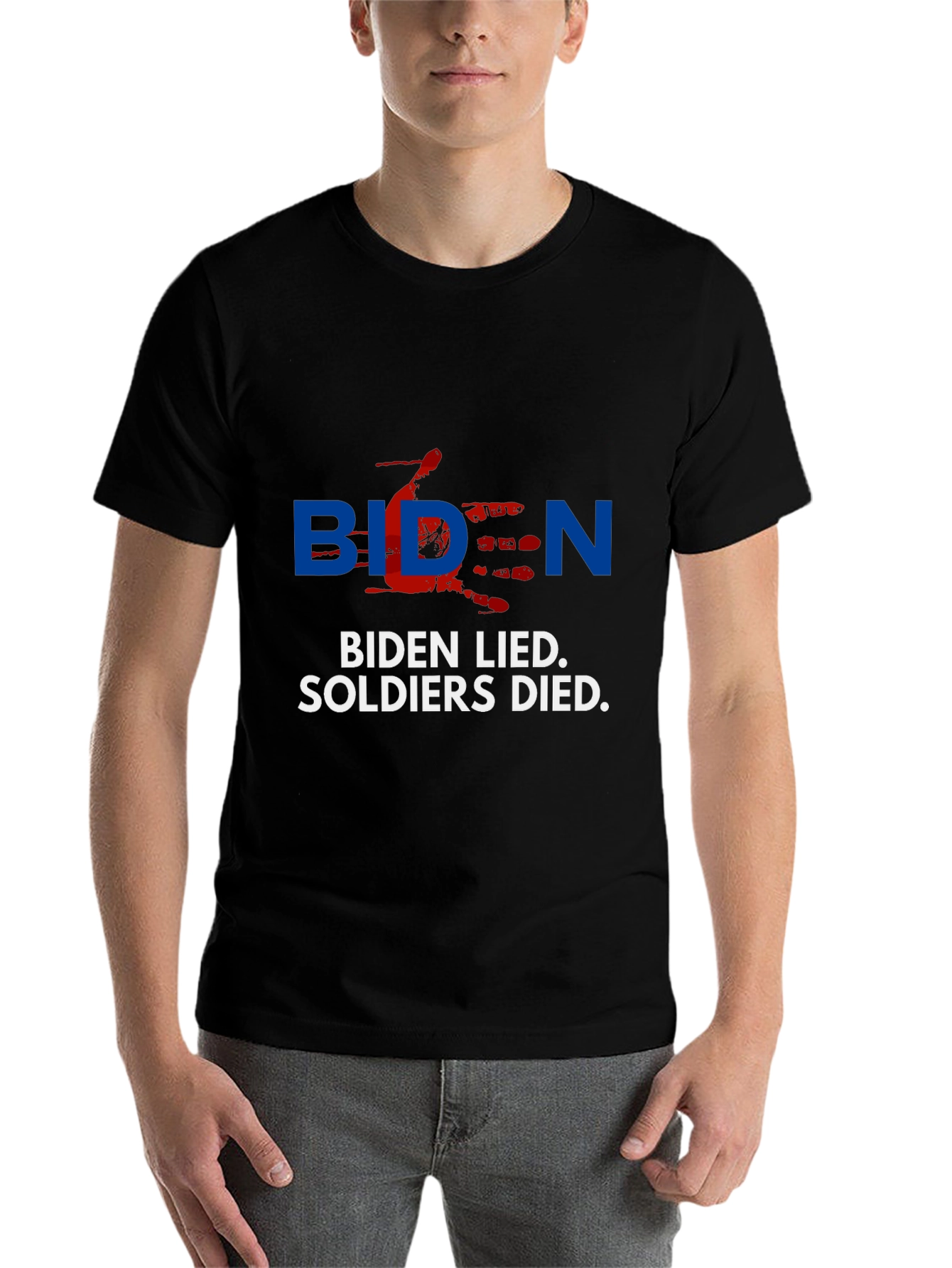Black Biden Lied Soldiers Died T-Shirt view 7