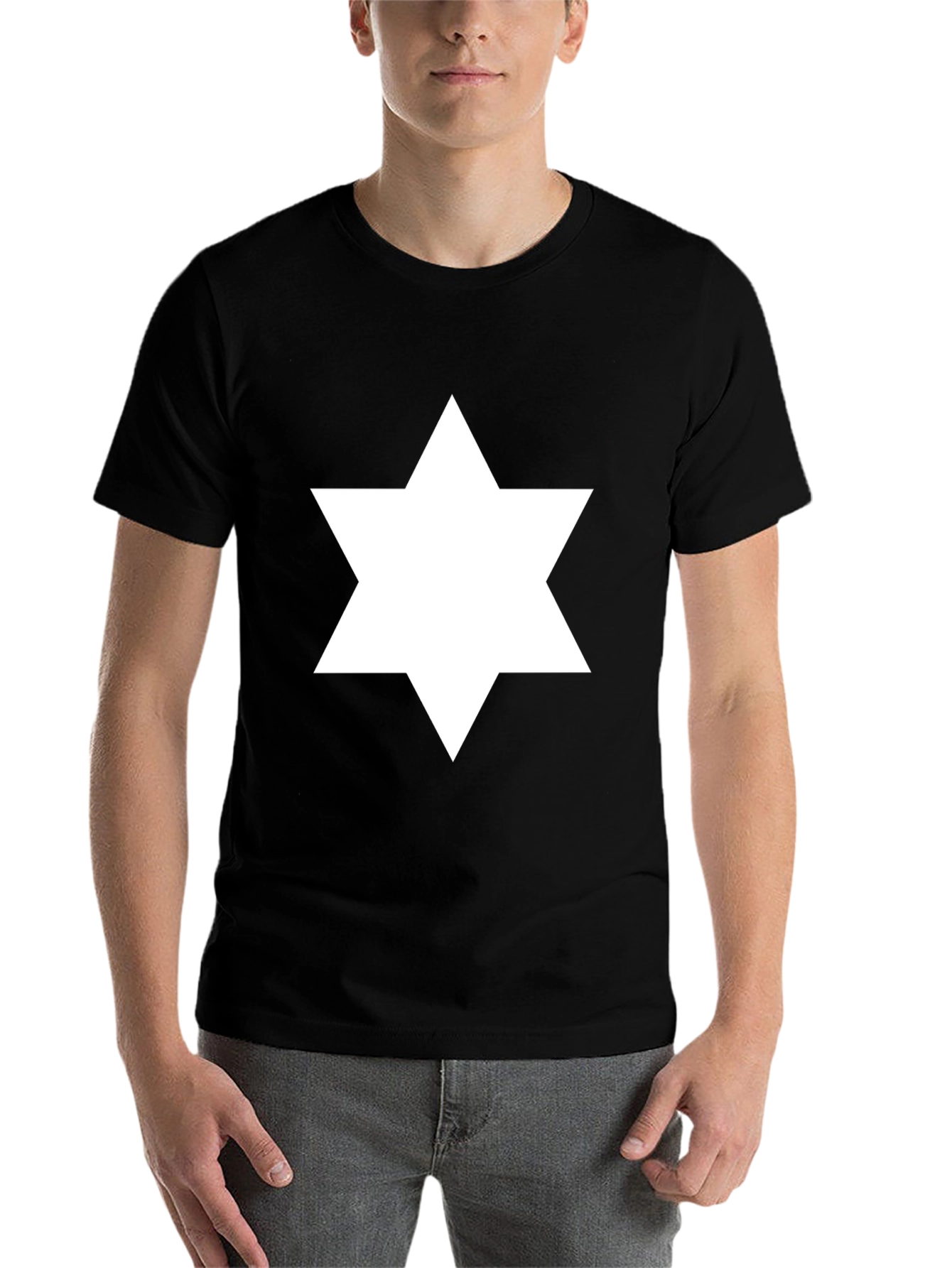 Black Star of David Graphic Tee - Men's Black T-Shirt view 7