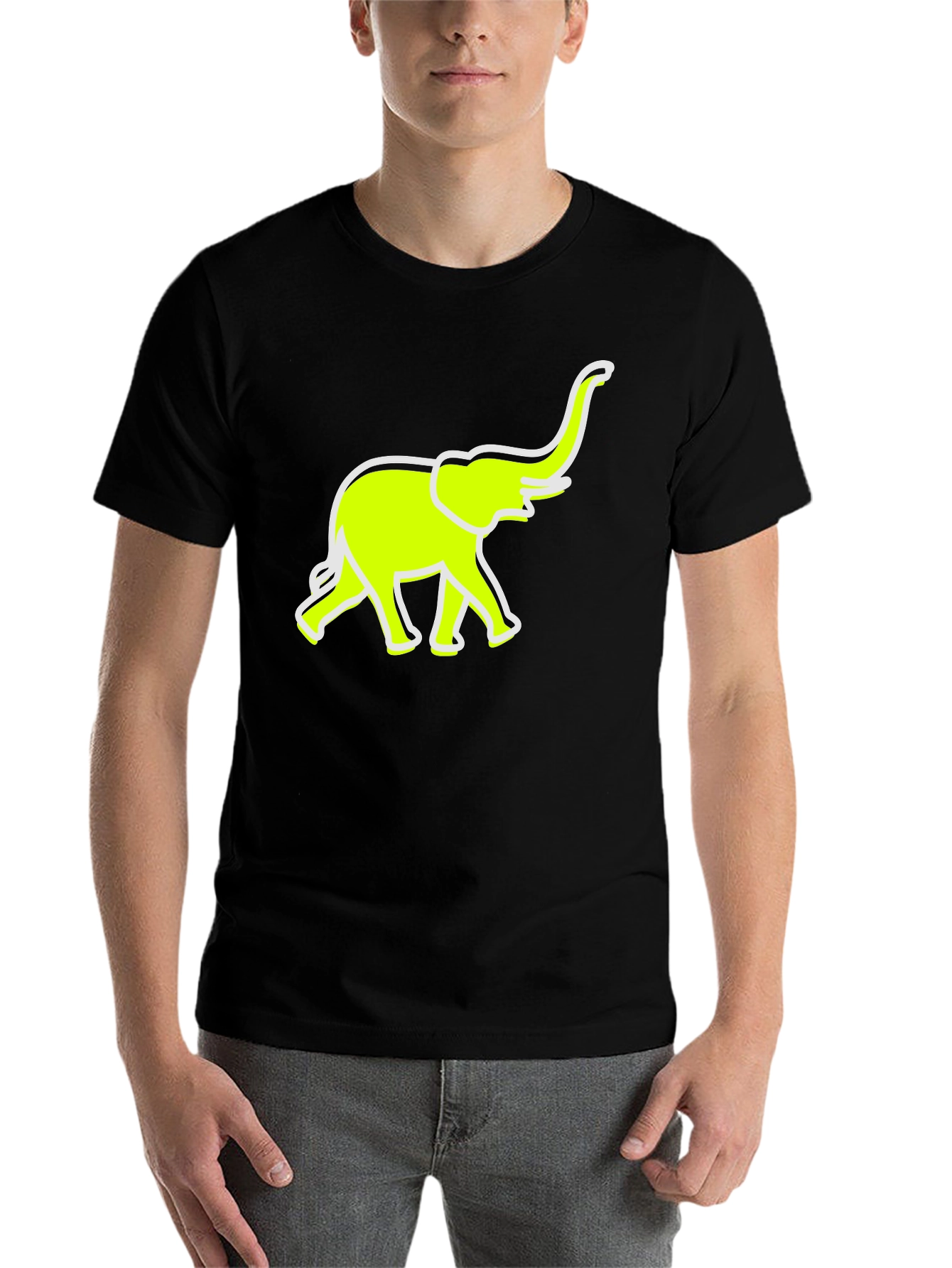 Black Neon Elephant Graphic Tee - Casual Comfort view 7