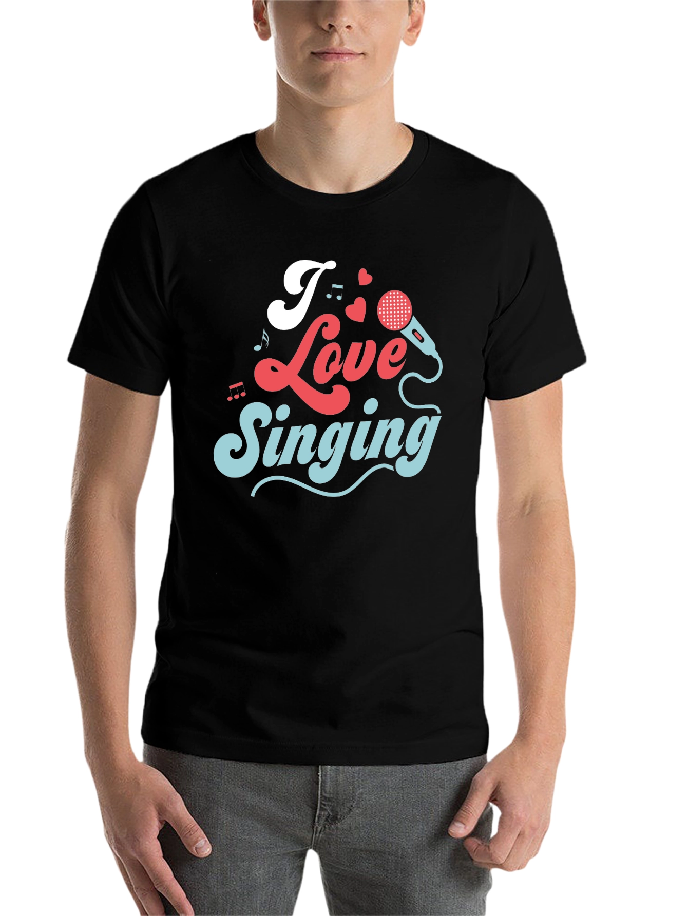 Black I Love Singing Graphic T-Shirt view 7