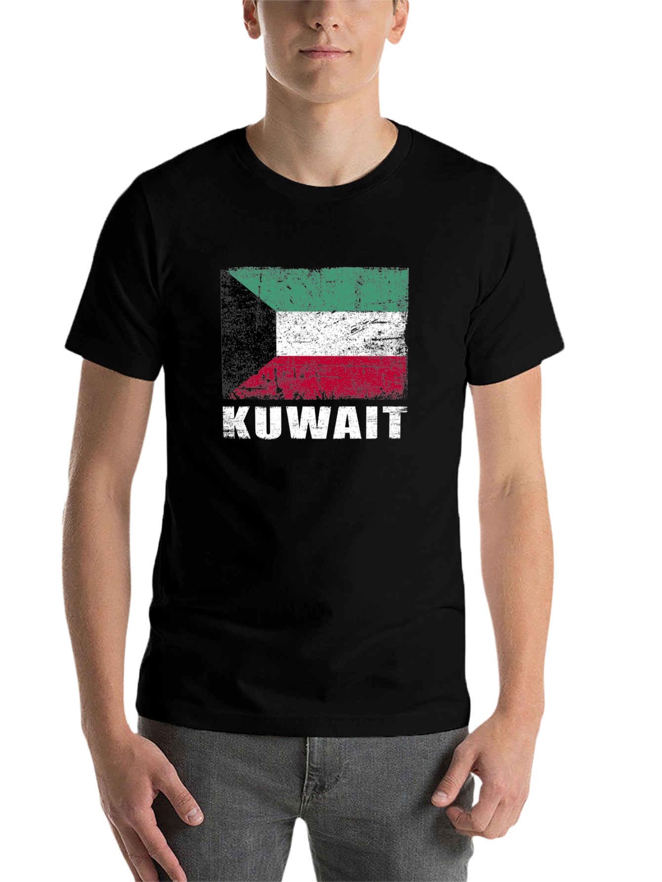Black Kuwait Flag T-Shirt - Distressed Look view 7