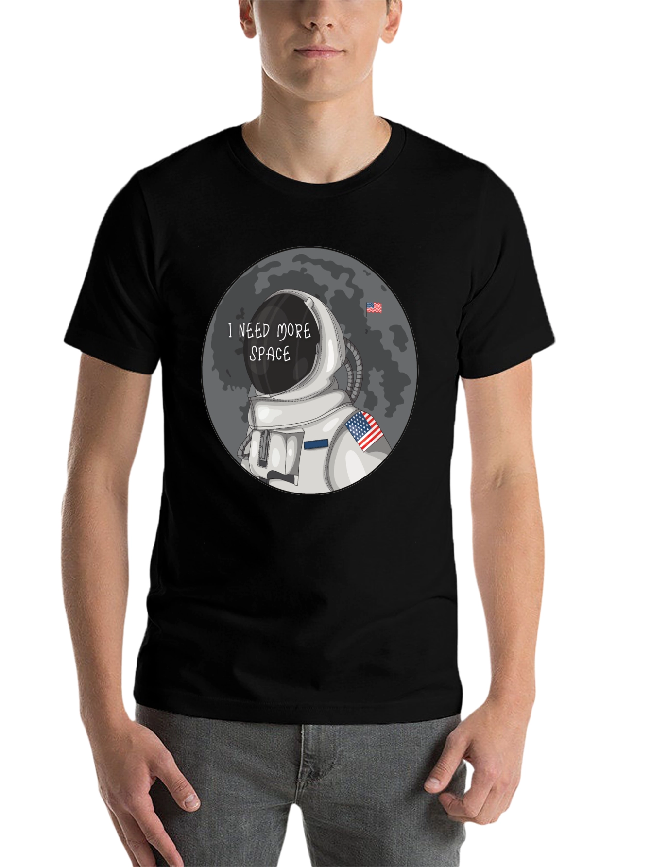 Black I Need More Space T-Shirt - Astronaut Design view 7