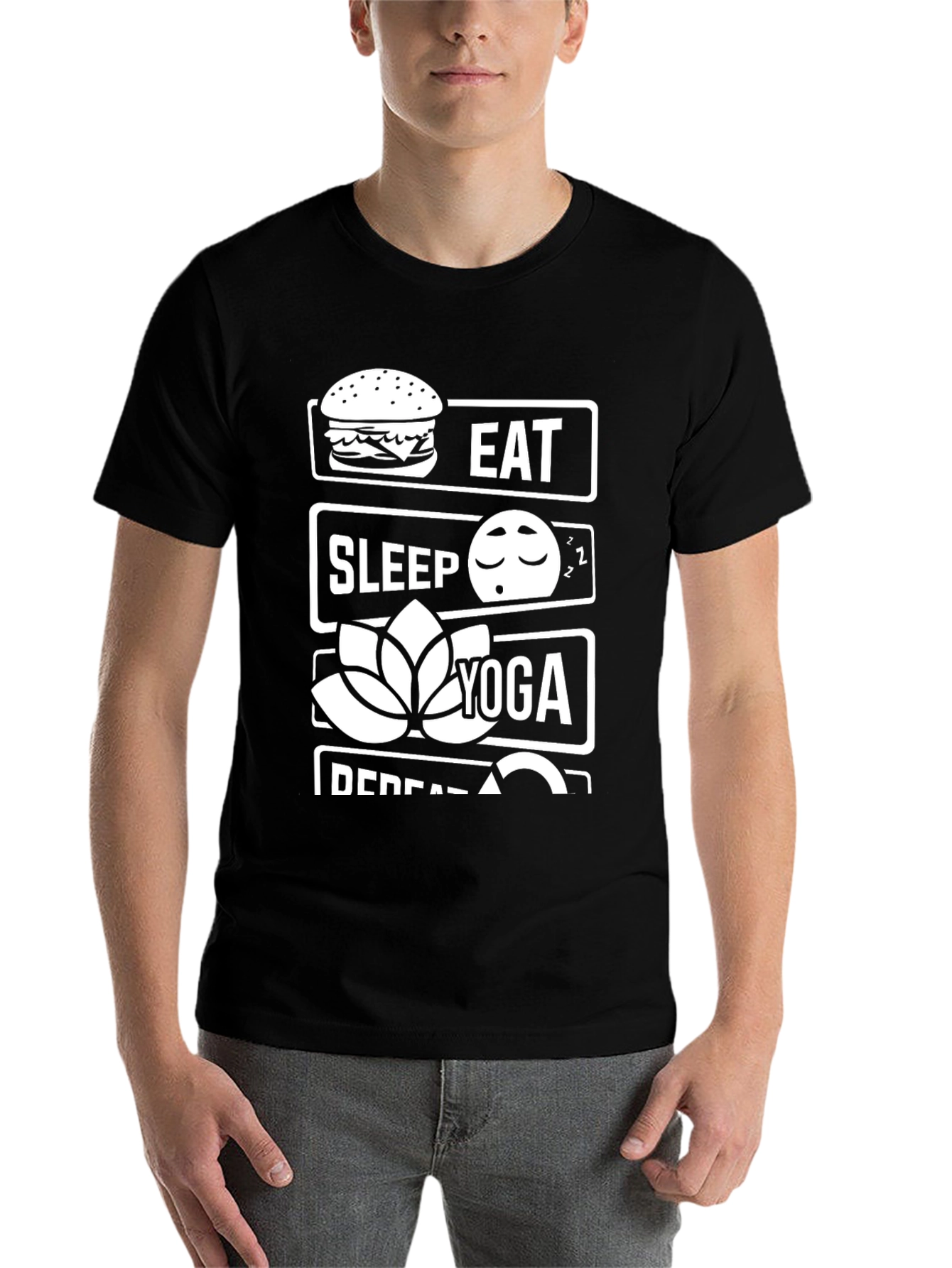 Black Eat Sleep Yoga Repeat T-Shirt view 7