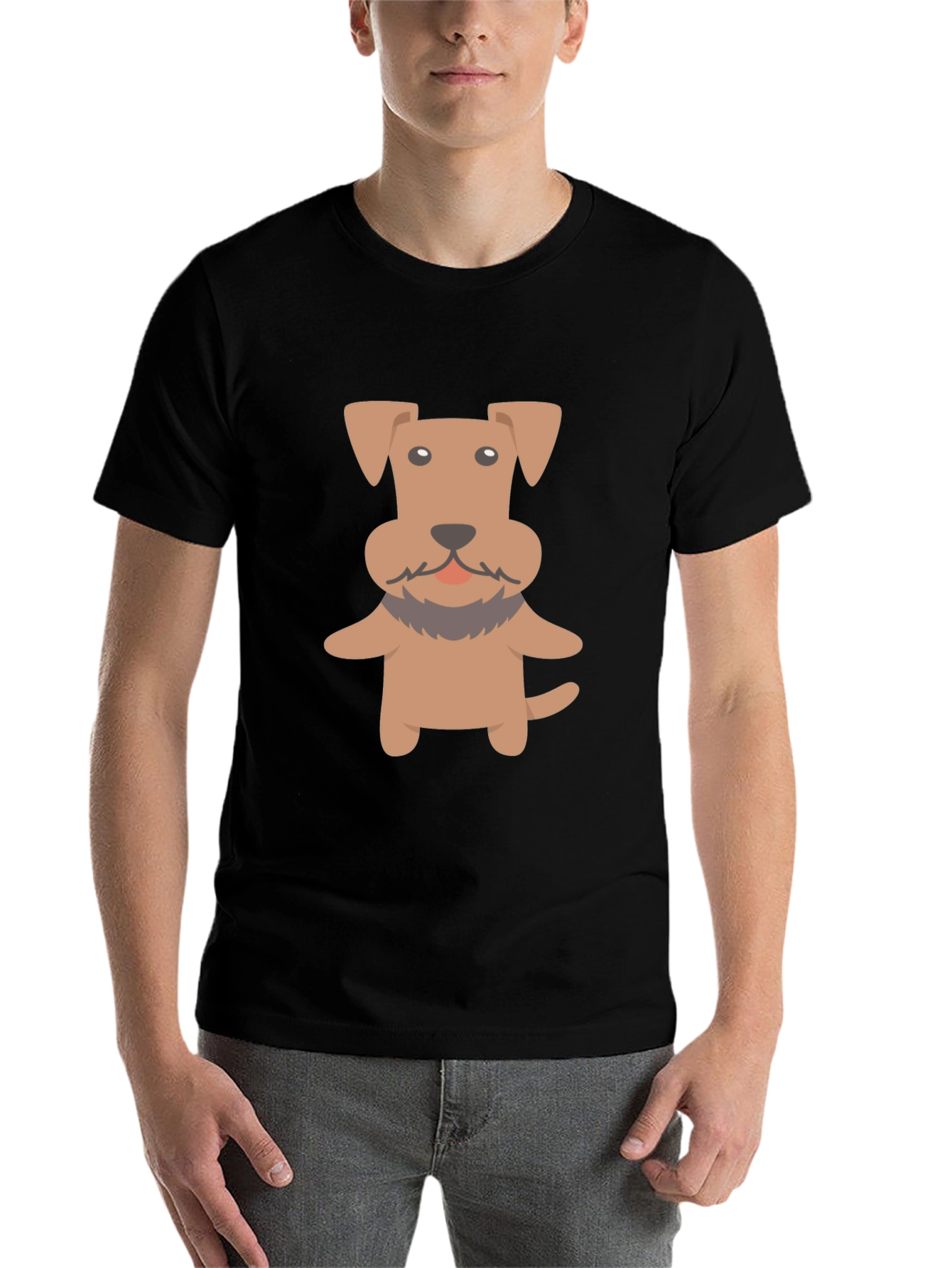 Black Cartoon Dog Graphic T-Shirt - Black Cotton Tee view 7