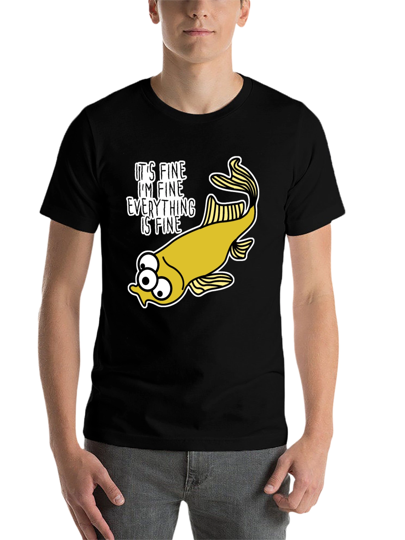 Black It's Fine Fish Graphic Tee view 7