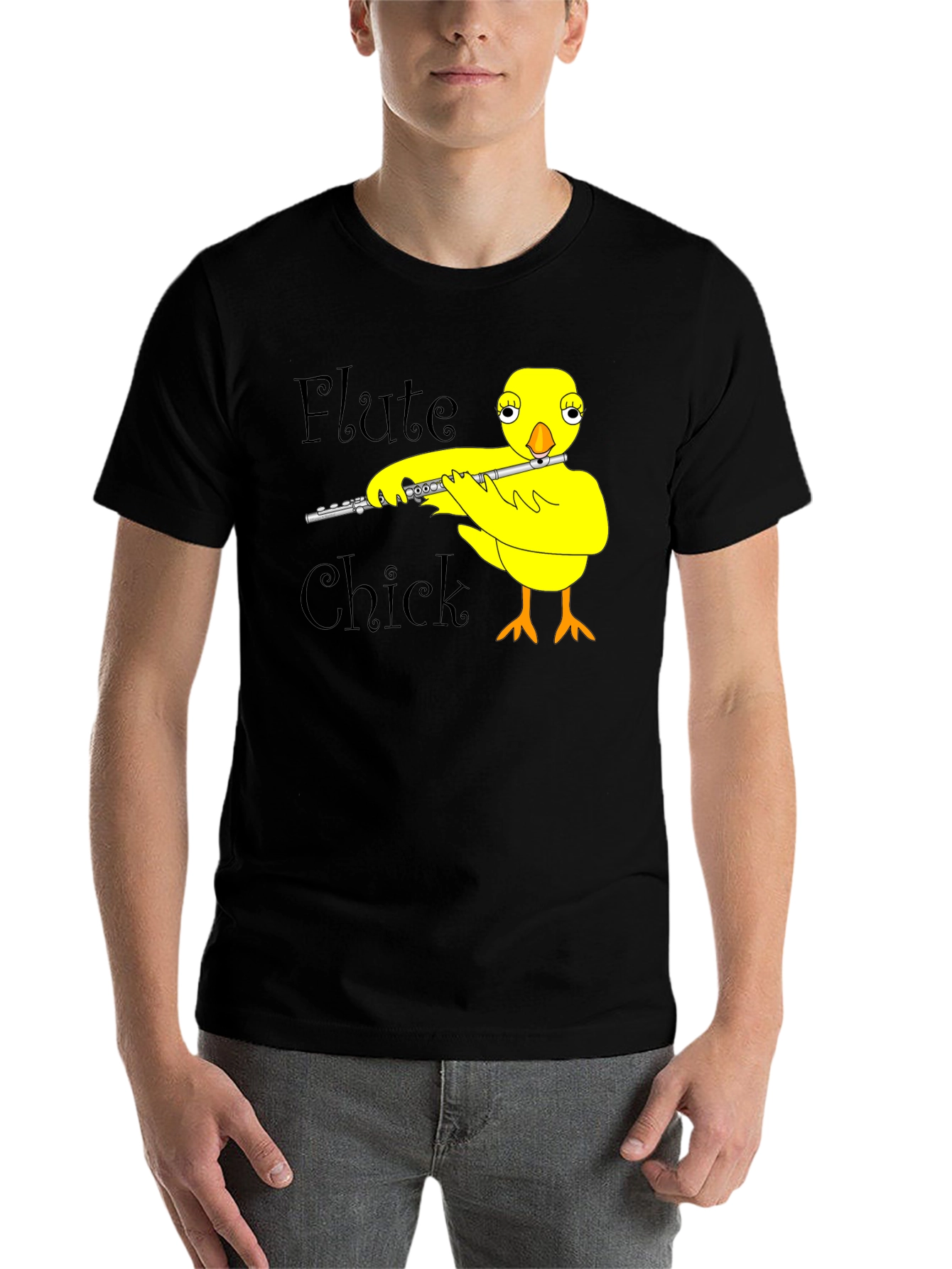 Black Flute Chick Black T-Shirt view 7
