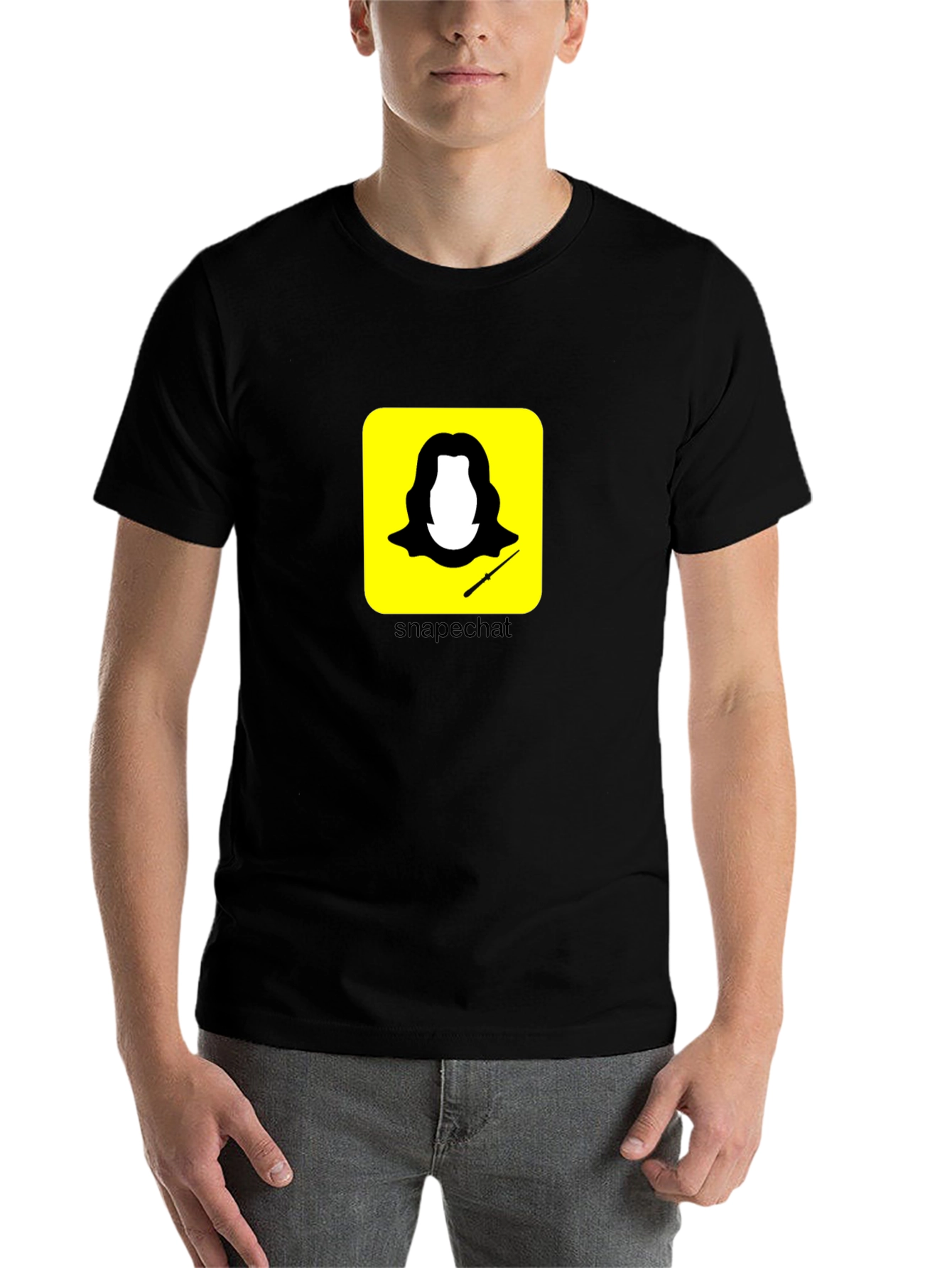 Black Funny Snape Snapchat Black T-Shirt view 7