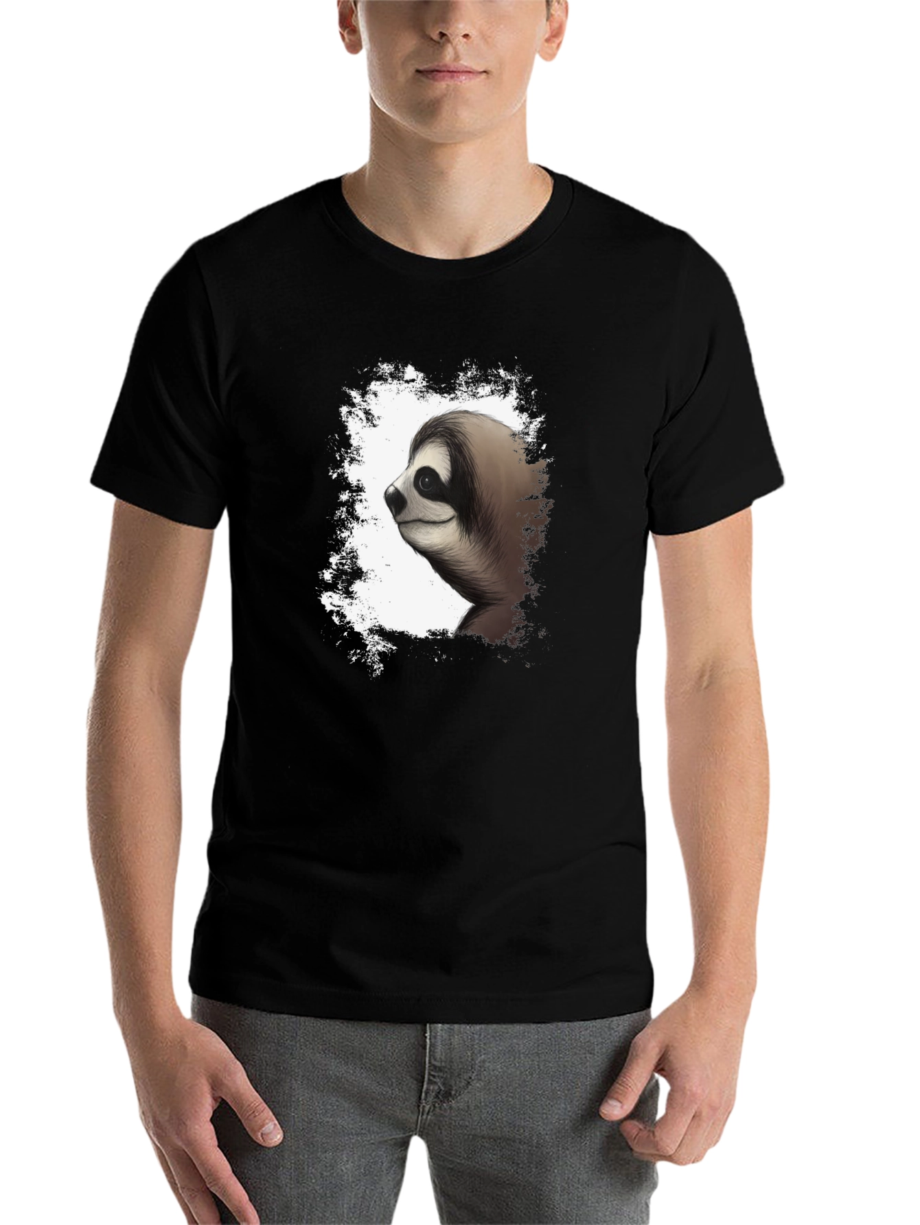 Black Sloth Graphic Tee - Men's Black Cotton T-Shirt view 7