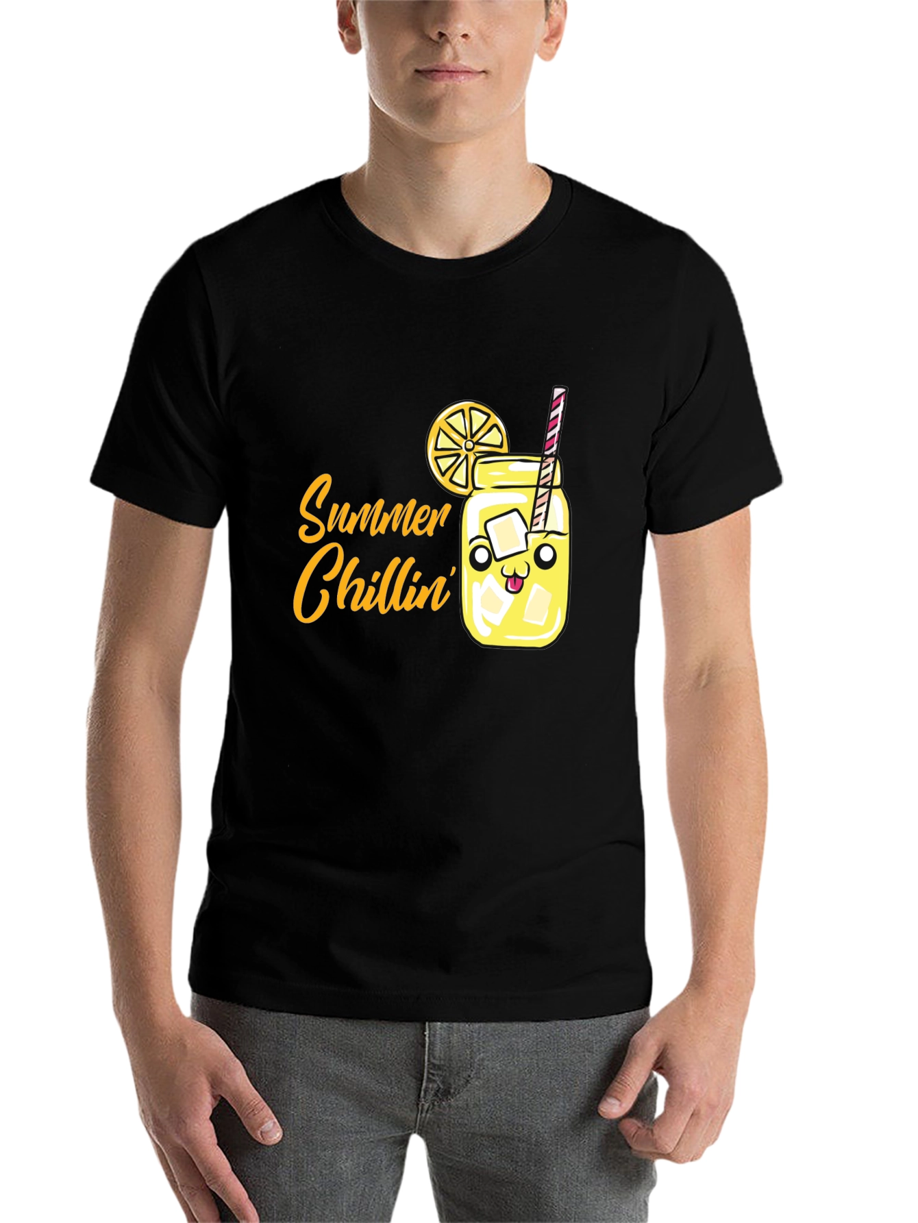 Black Summer Chillin' Graphic Tee - Cute Cartoon Lemonade Shirt view 7