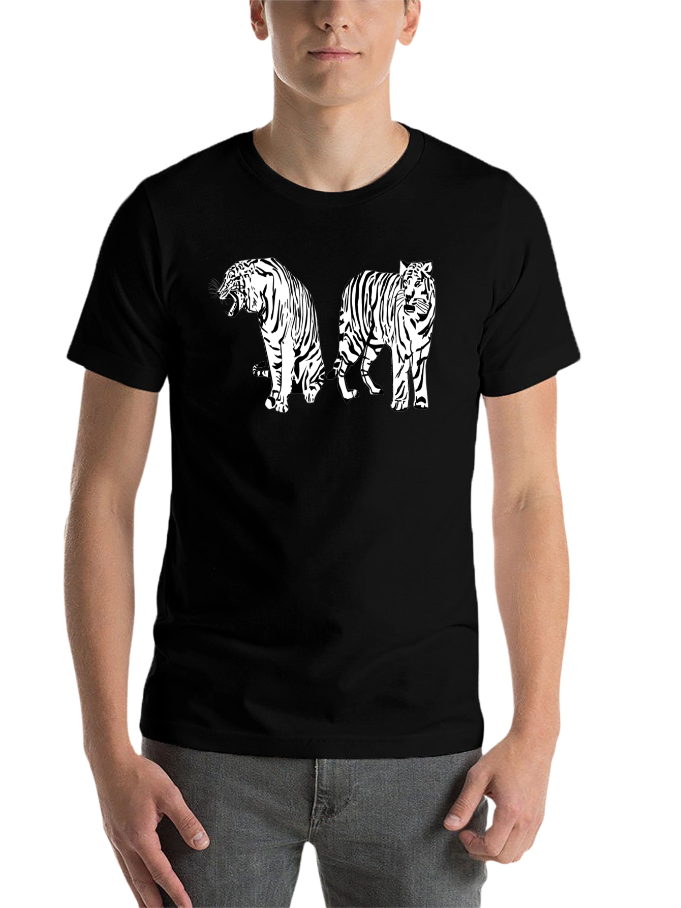 Black Striking Tiger Graphic Tee - Black view 7