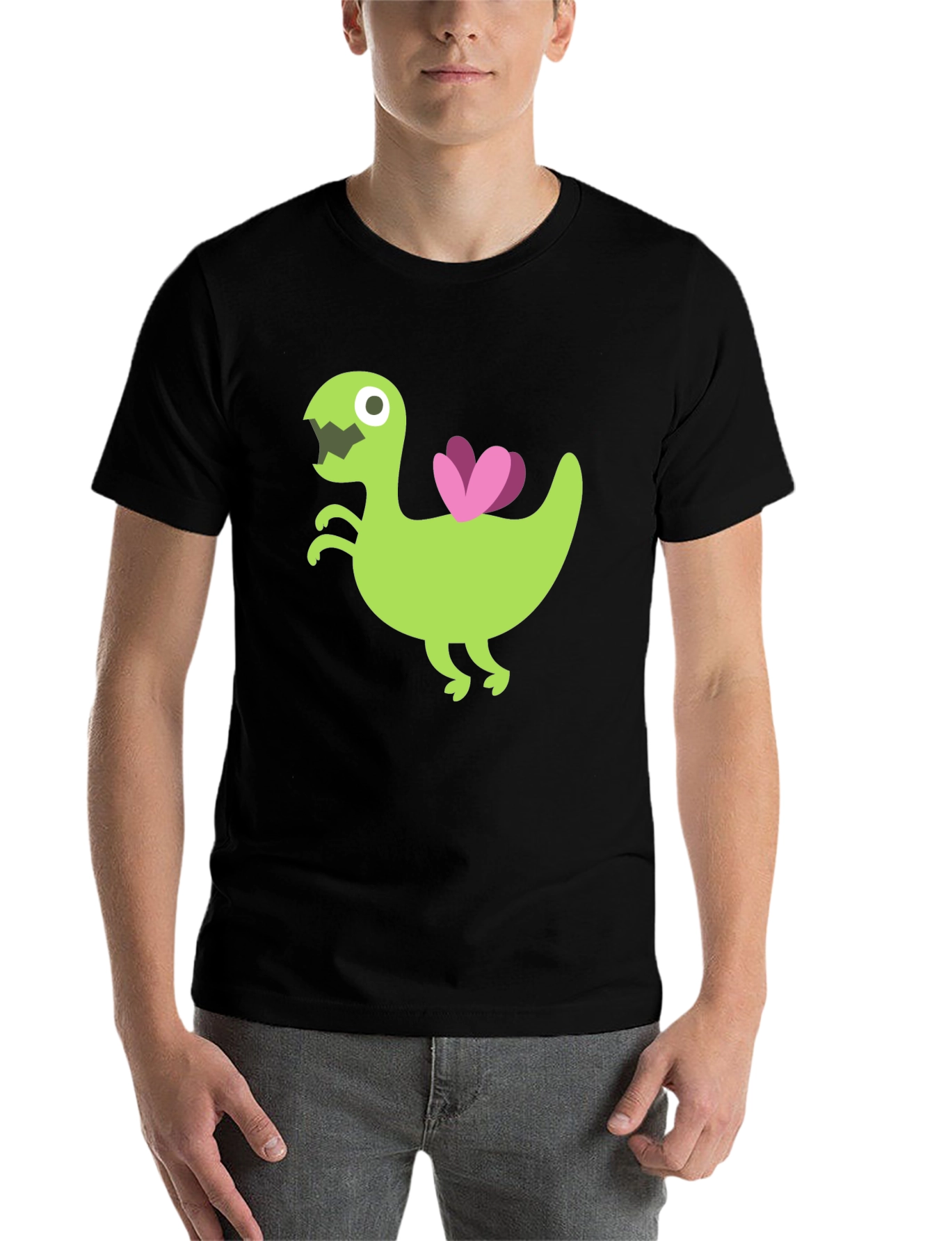 Black Cartoon Dino T-Shirt - Unique Graphic Tee view 7