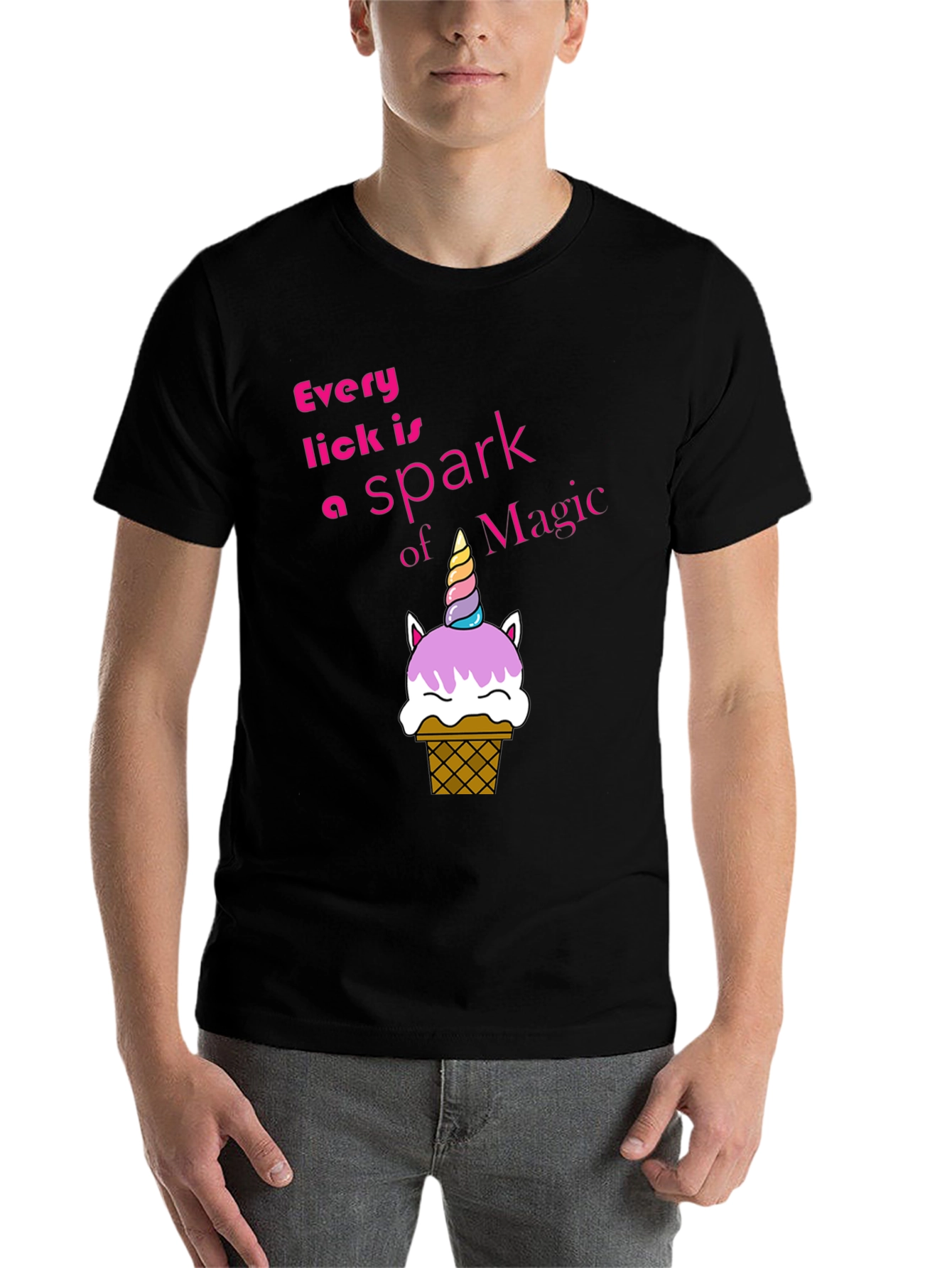 Black Unicorn Ice Cream T-Shirt - Every Lick is Magic! view 7