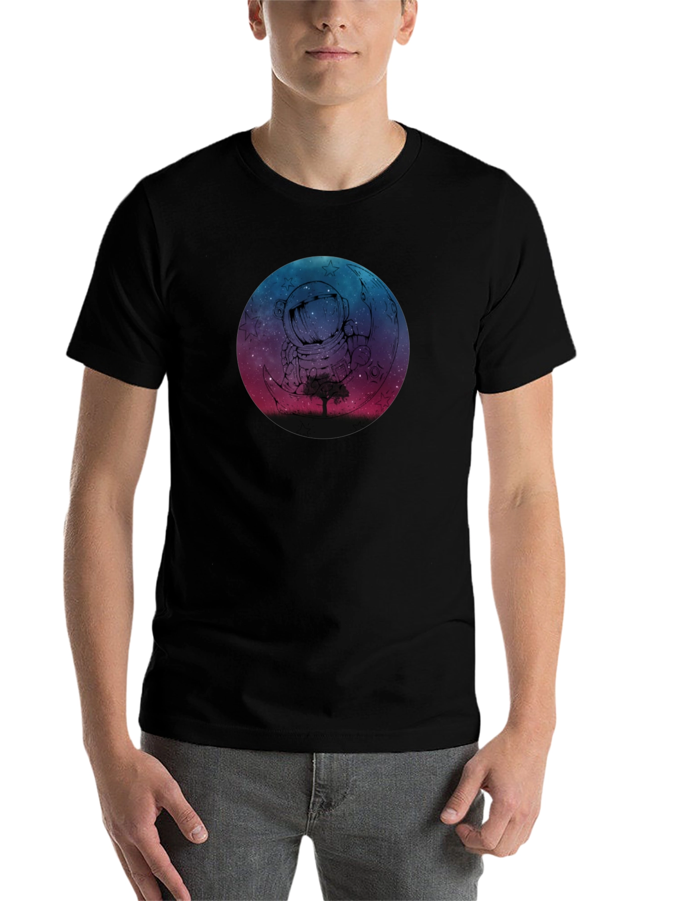 Black Astronaut Moon Graphic Tee - Premium Black T-Shirt view 7