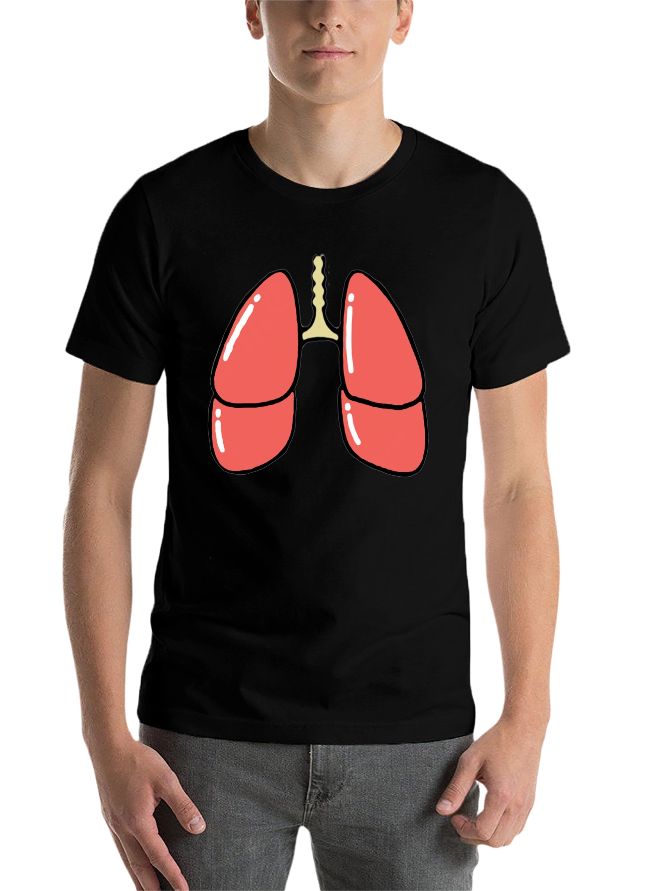 Black Anatomical Lungs Graphic T-Shirt - Black Cotton Blend view 7