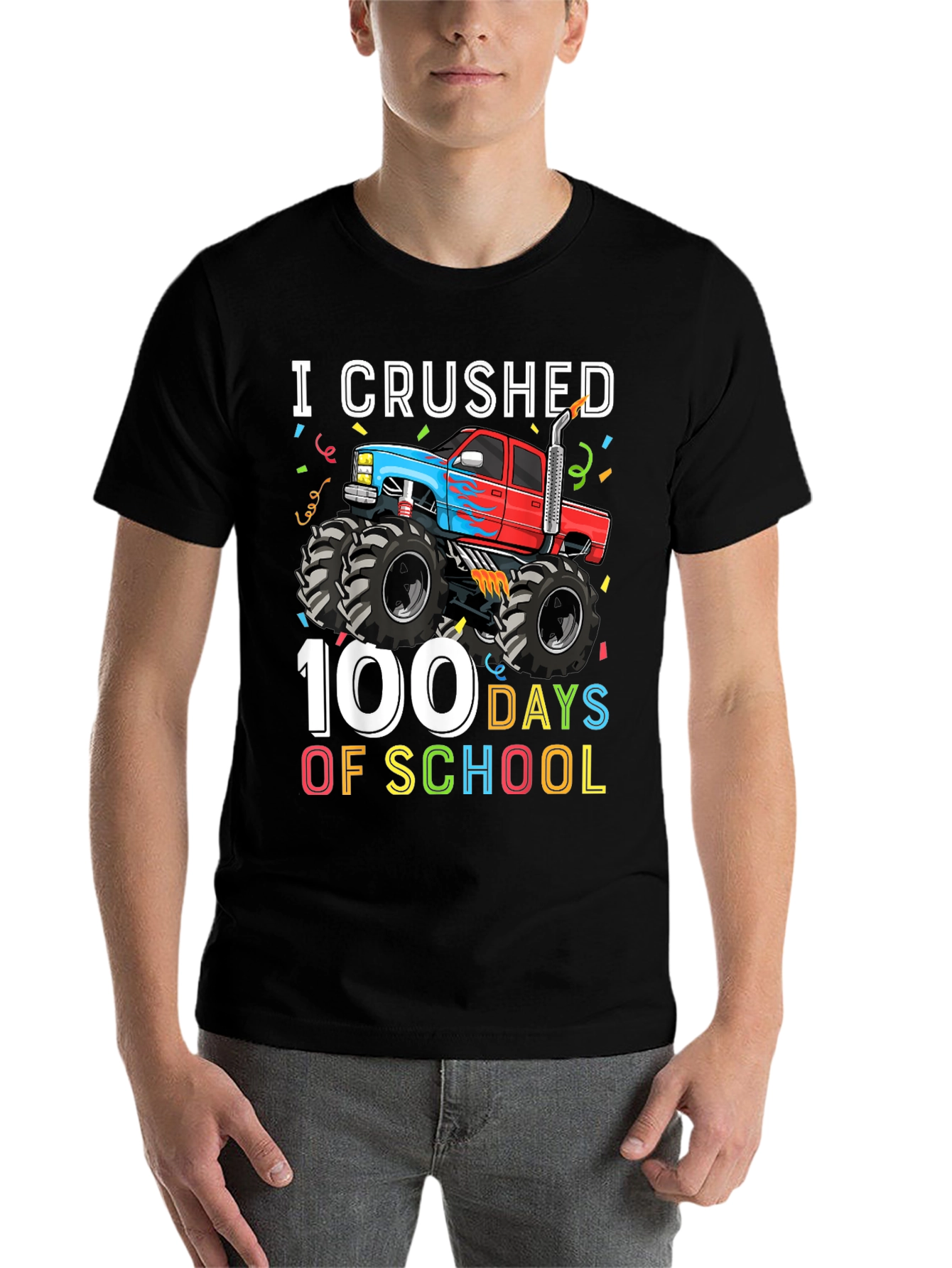 I Crushed 100 Days of School Monster Truck T-Shirt - 7