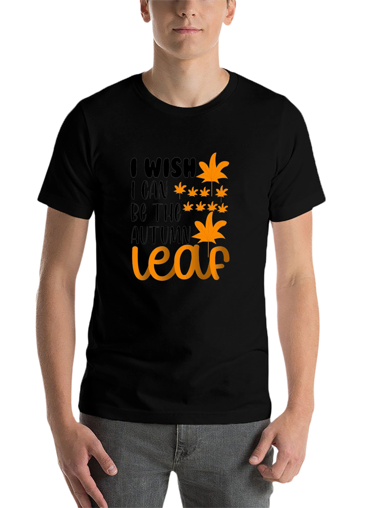 Black Autumn Leaf Wish Graphic Tee - Black view 7