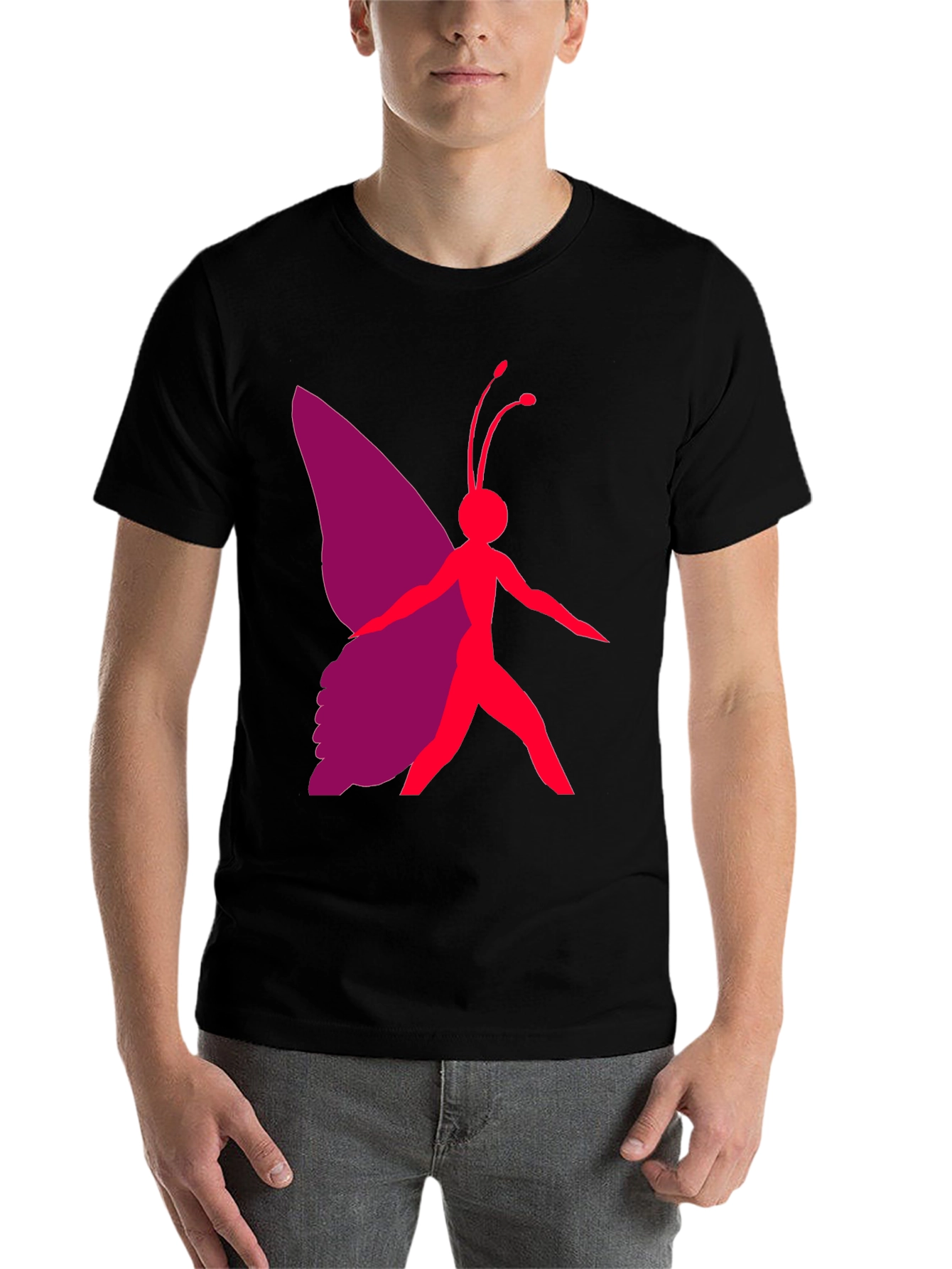 Black Butterfly Graphic Tee - Black Casual T-Shirt view 7