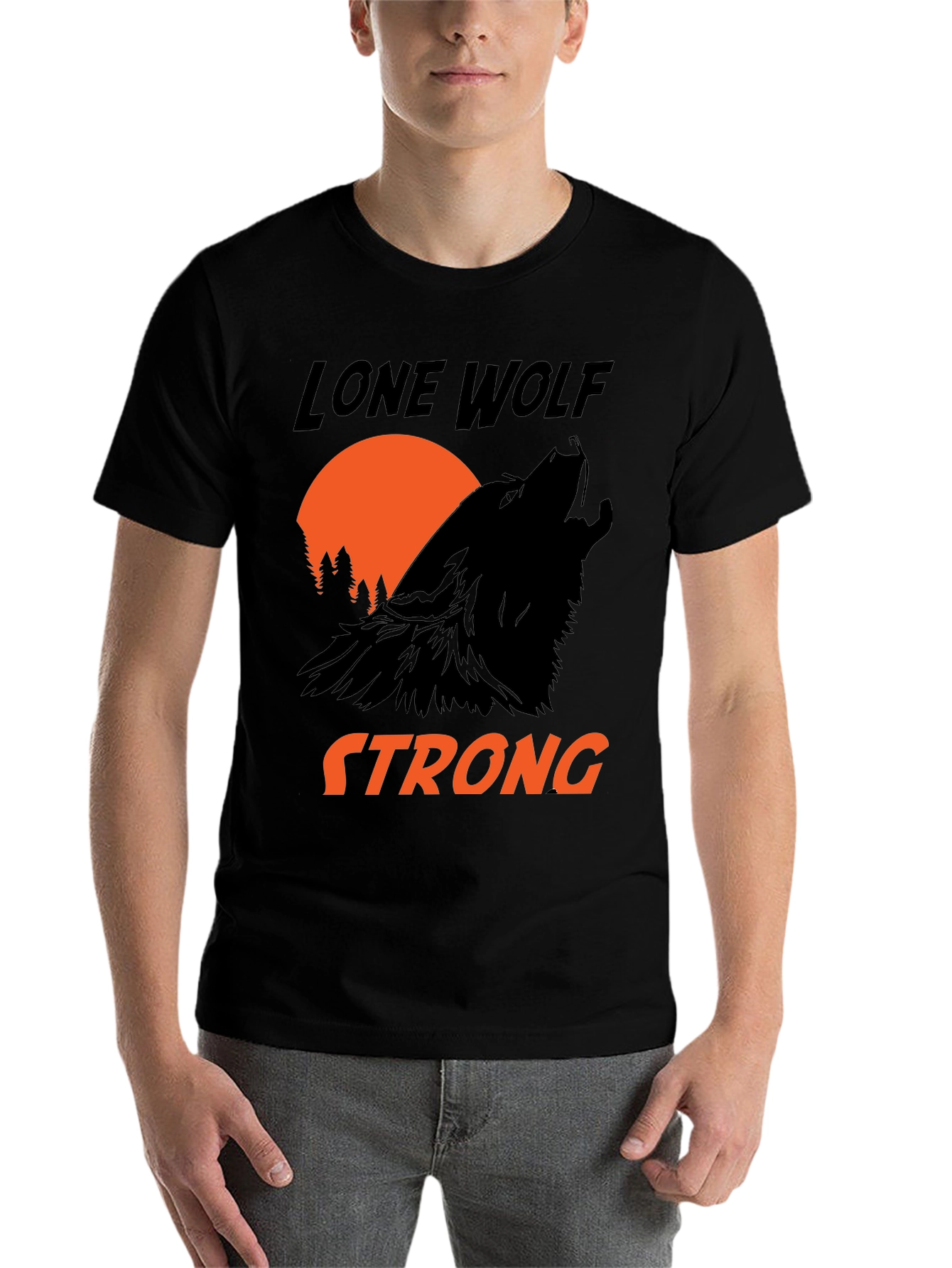 Black Lone Wolf Strong Graphic Tee - Black view 7