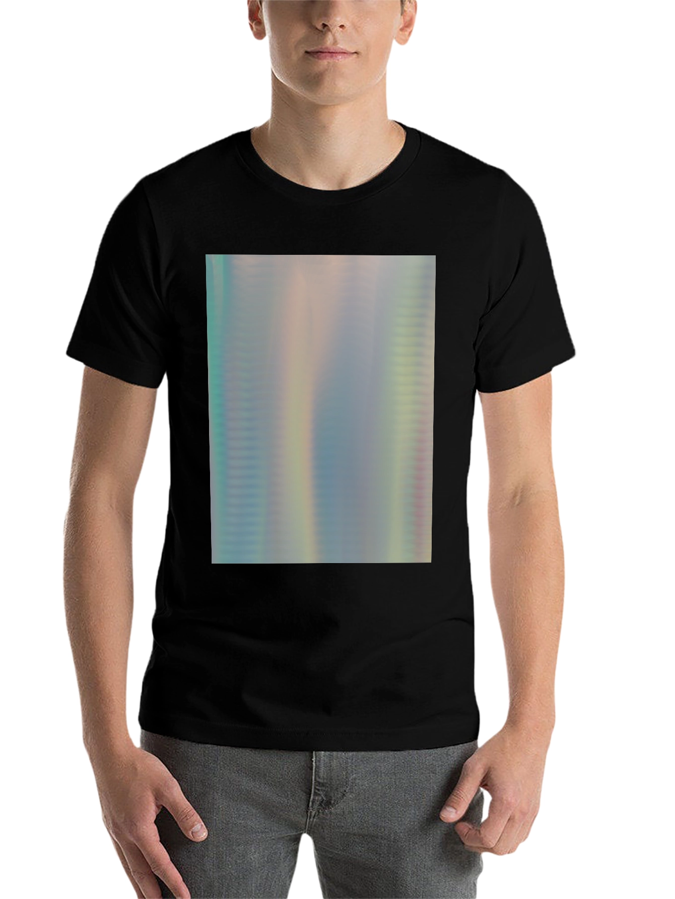 Black Iridescent Shimmer Tee - Abstract Pattern Soft Cotton T-Shirt view 7