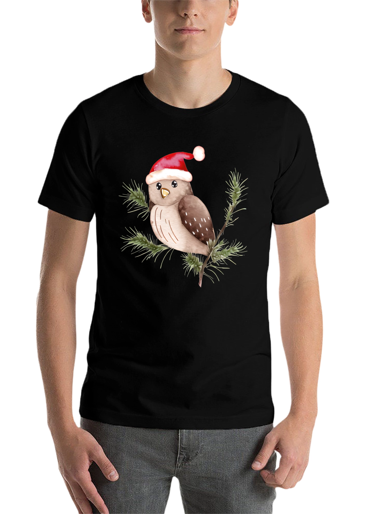 Black Festive Owl Tee - Holiday Cheer view 7