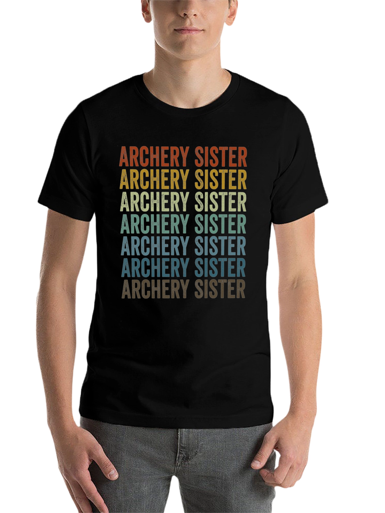 Black Archery Sister Retro T-Shirt view 7