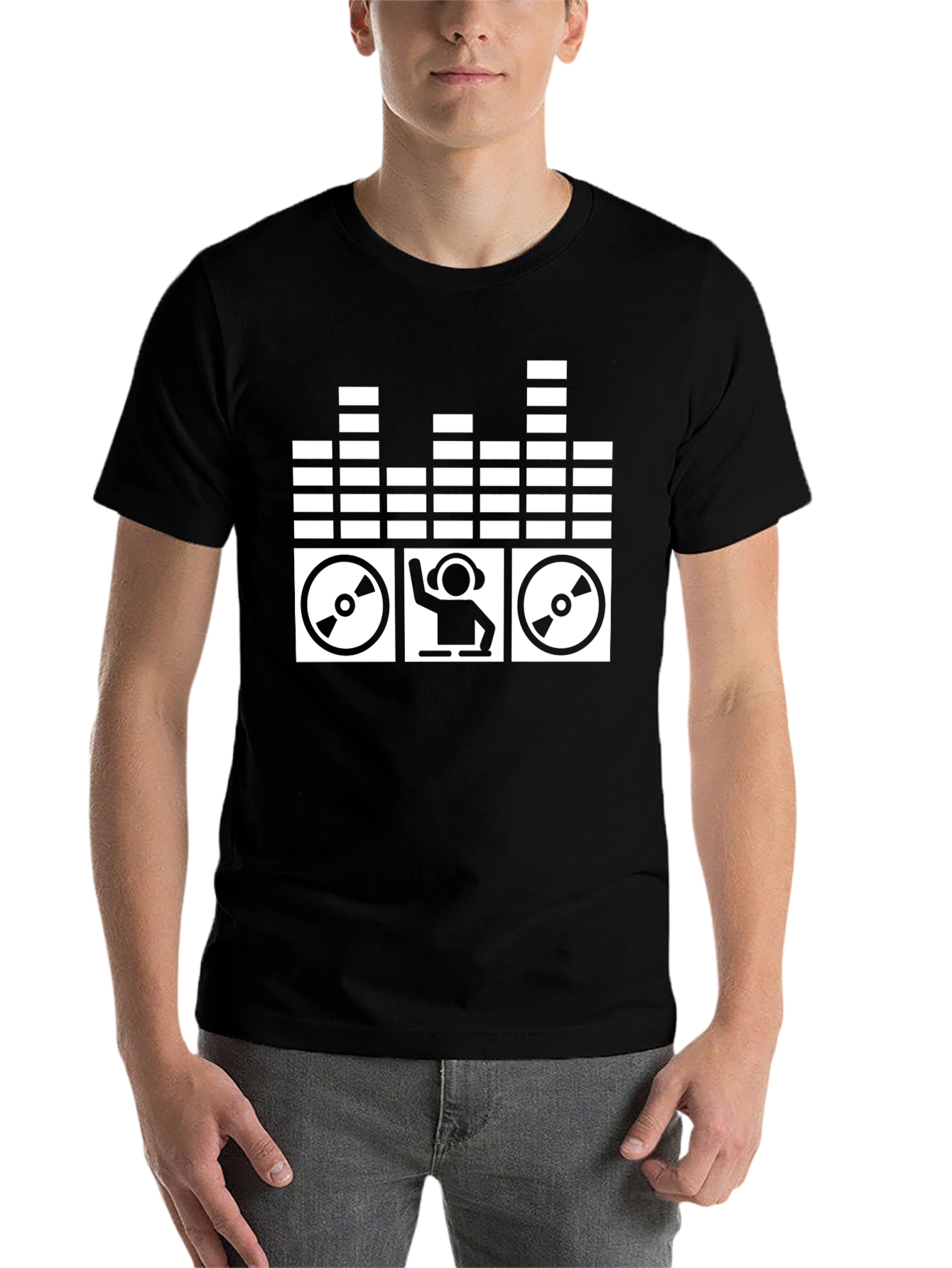 Black DJ Mixer Graphic T-Shirt - Black Cotton Blend view 7