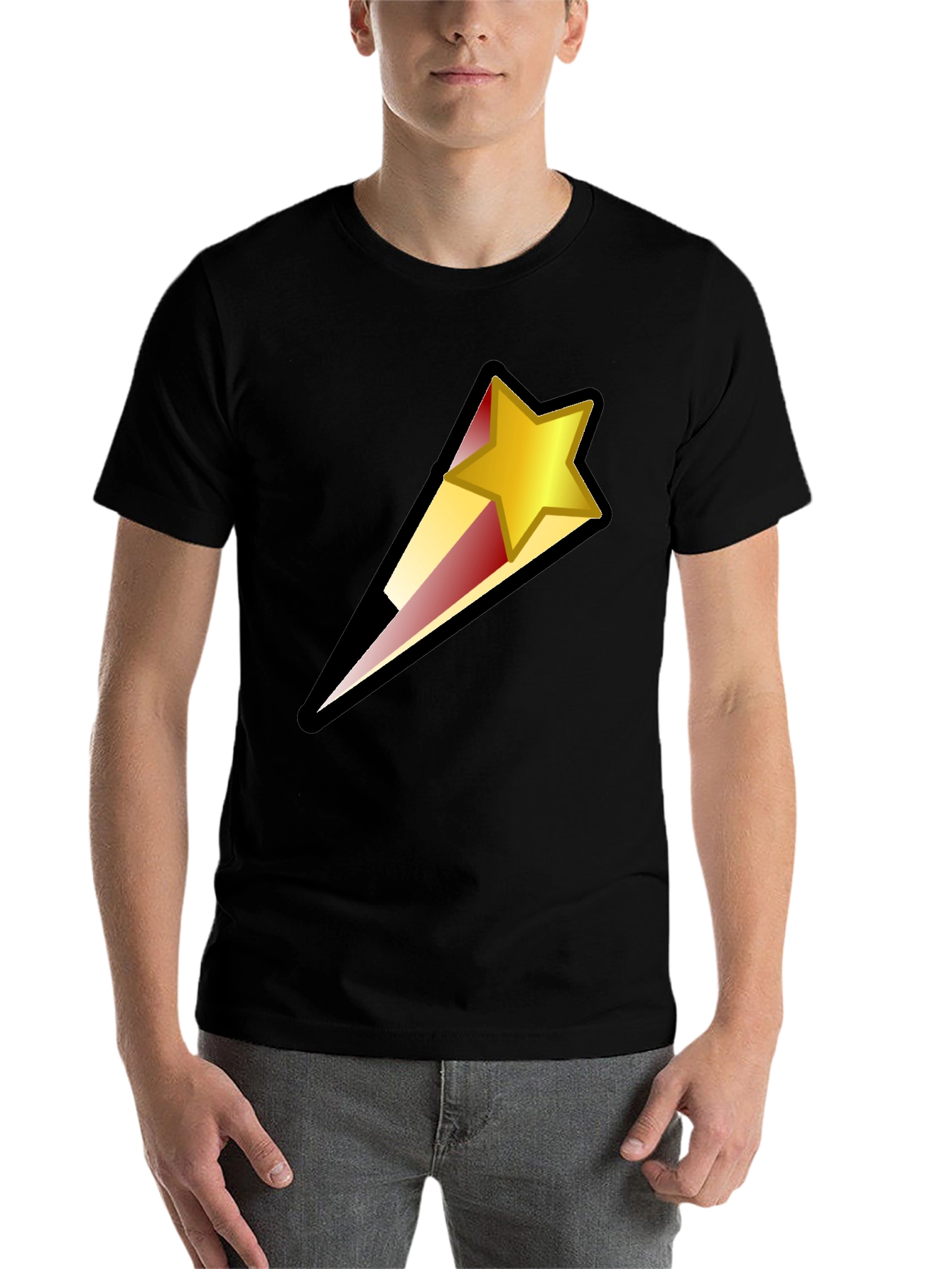 Black Shooting Star Graphic Black T-Shirt view 7