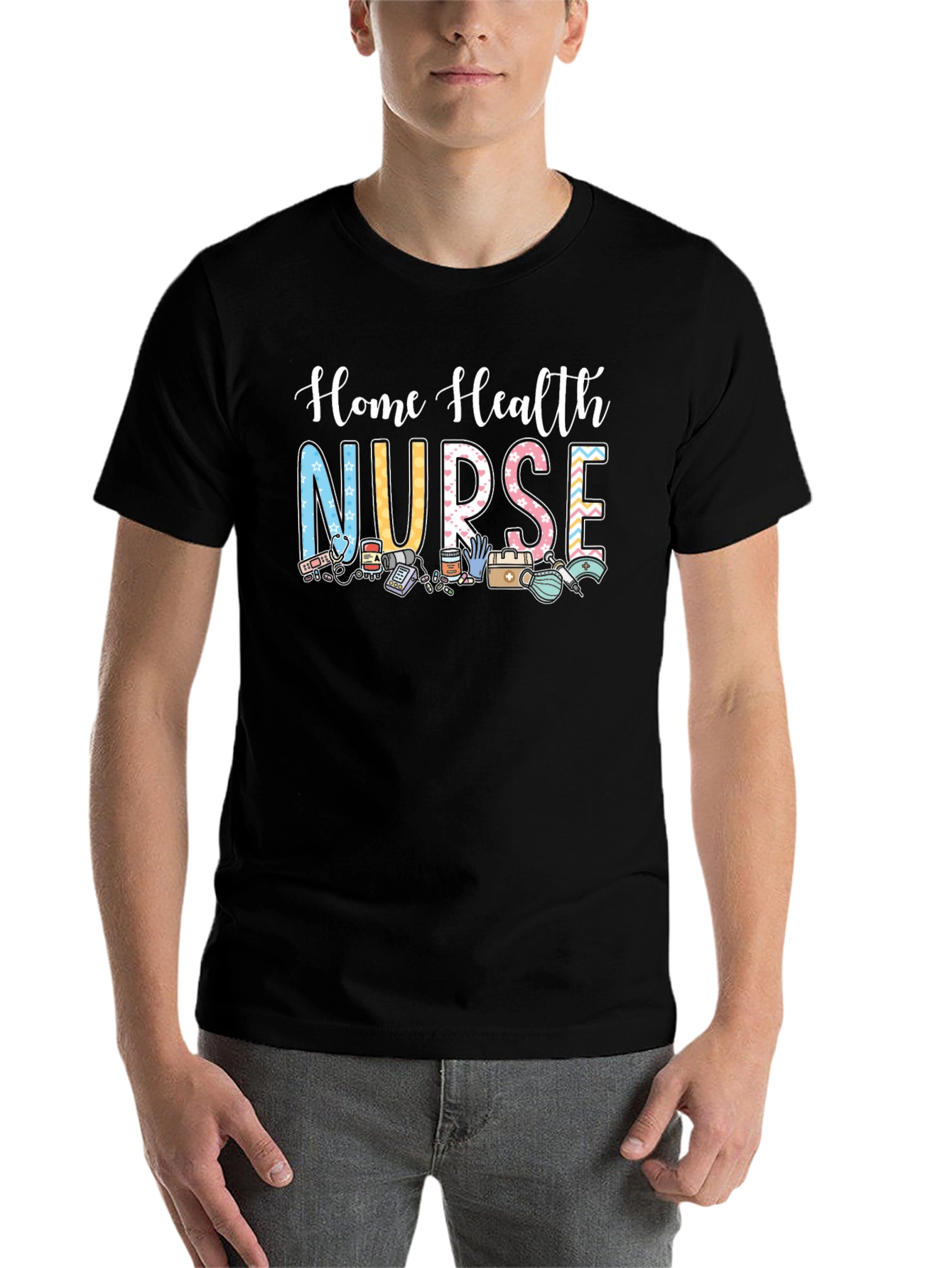 Black Home Health Nurse Graphic T-Shirt view 7