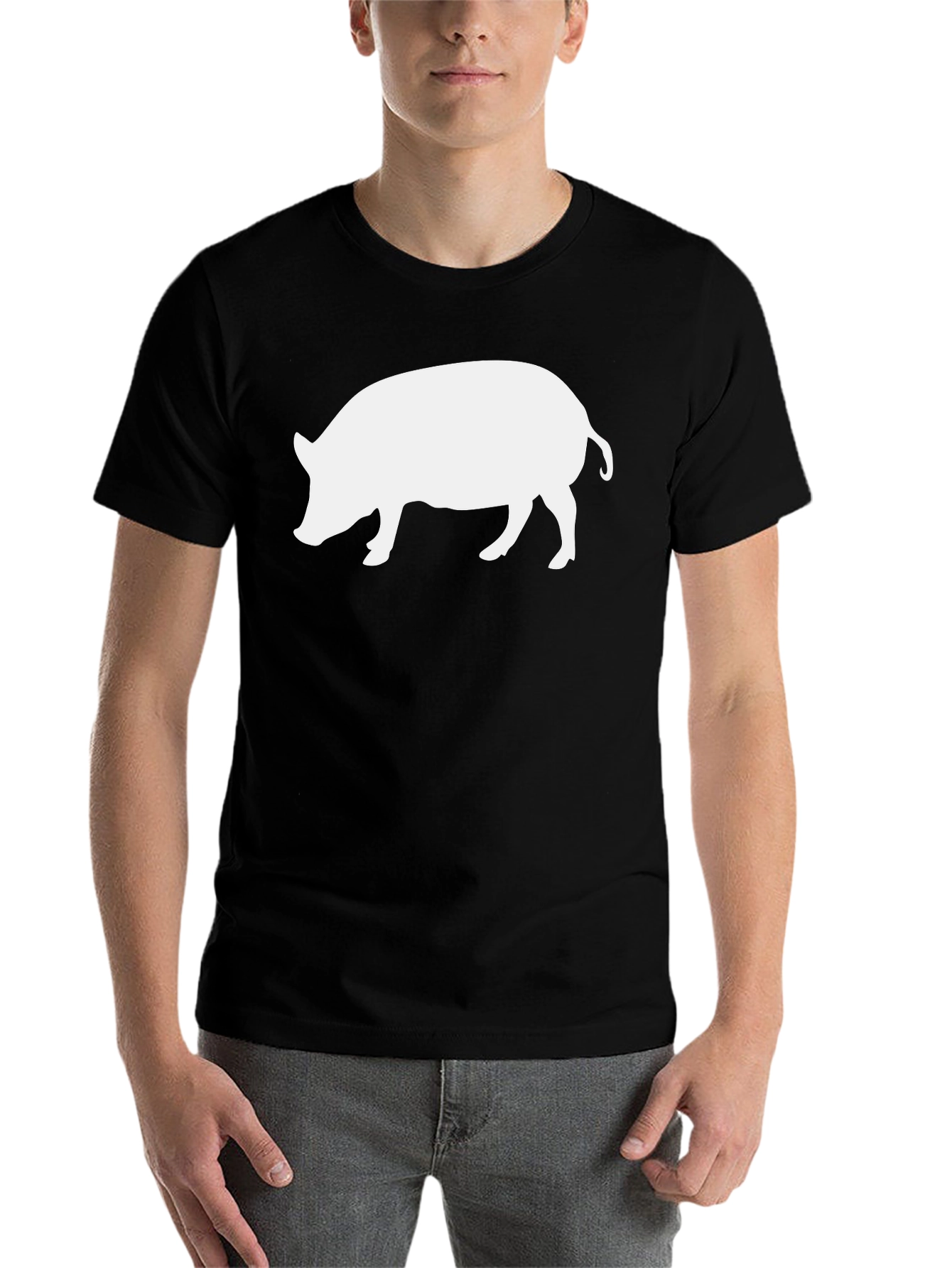 Black Boar Silhouette Graphic T-Shirt view 7