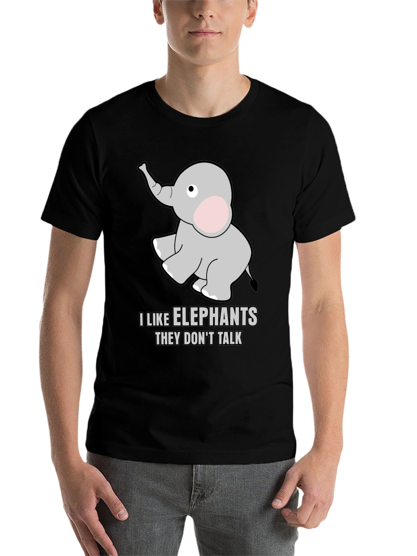 Black I Like Elephants T-Shirt view 7